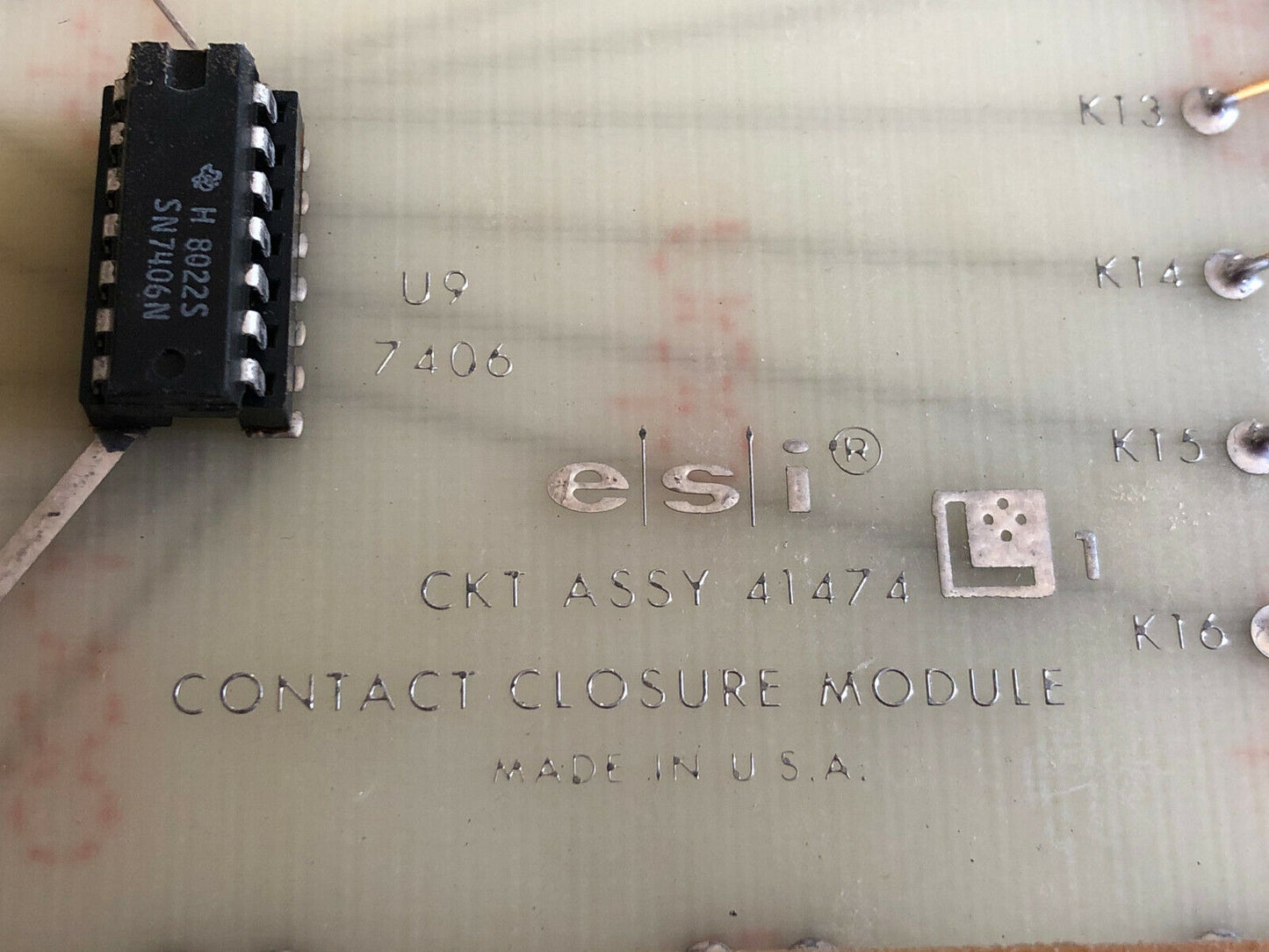 Esi 41474 41991B,Ckt Assy 41474 Contact Closure Module Pcb Board,Da