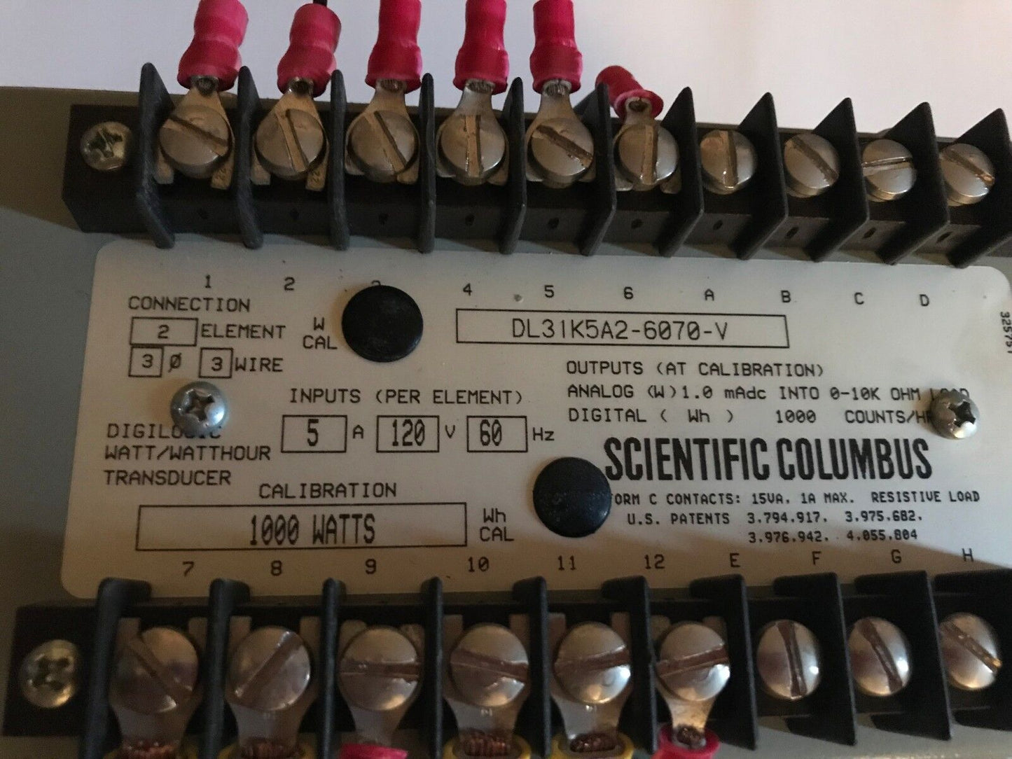 Scientific Columbus Dl31k5a2-6070-V,Vdigilogic Watt/Watthour Transducer,Eh