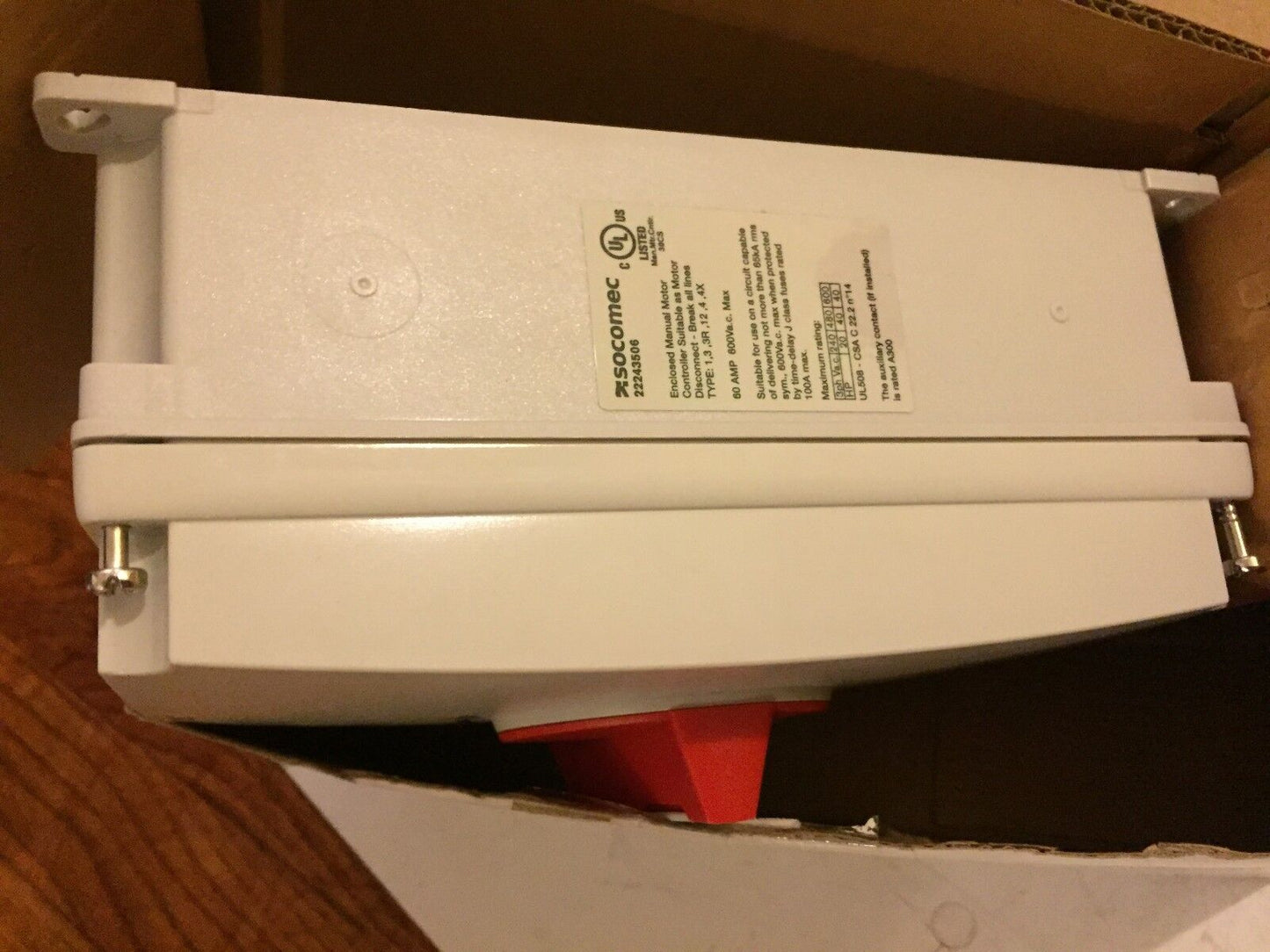 New Socomec 22243506,2200Div5,Sirco M2 Manual Motor Controller,600Ac,60Amp,Tl