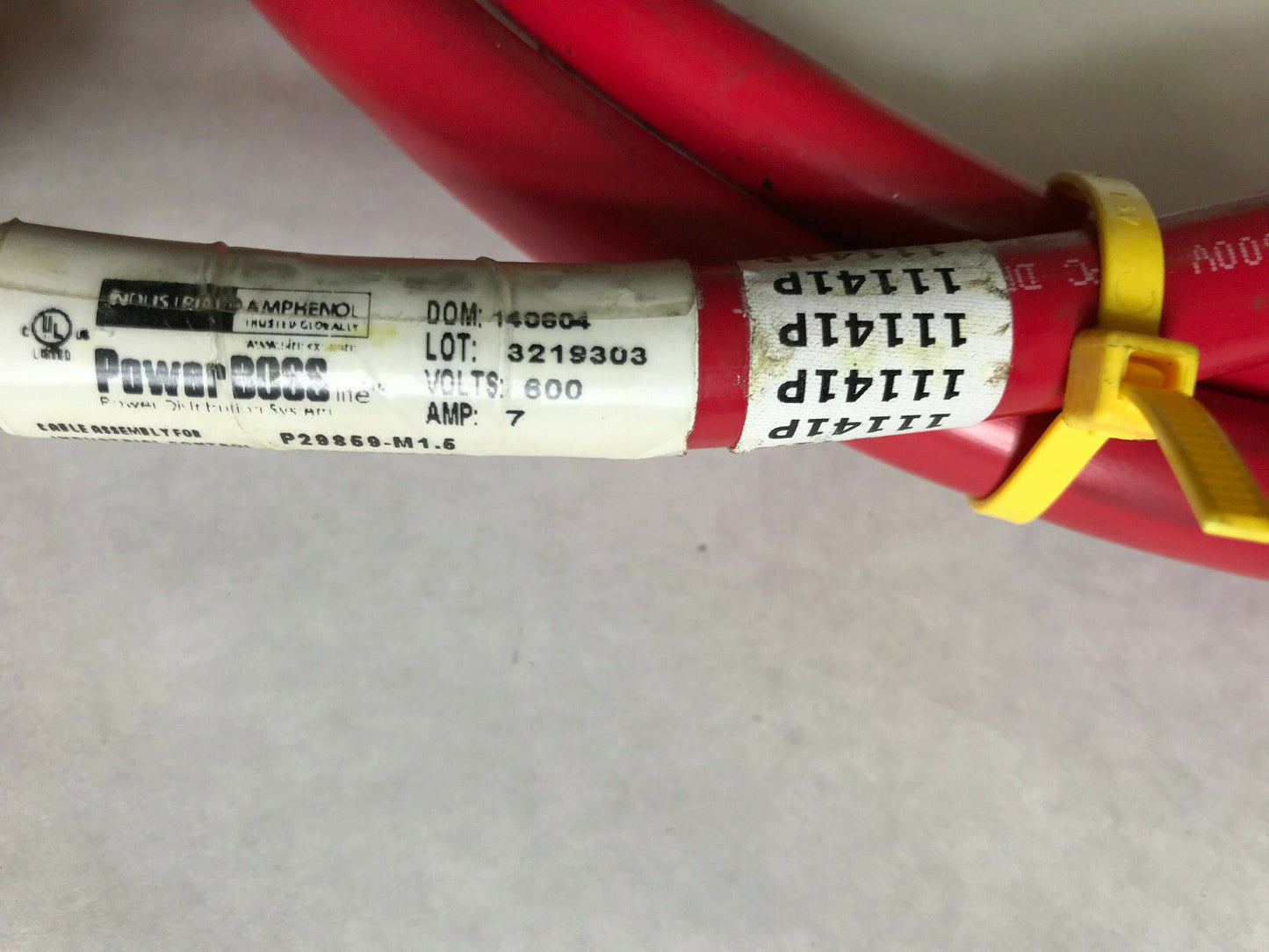 Amphenol Sine Systems P29858,Rp-24 Ckt31,P29859-M1.5 Cable Plus Off Switch,Sn