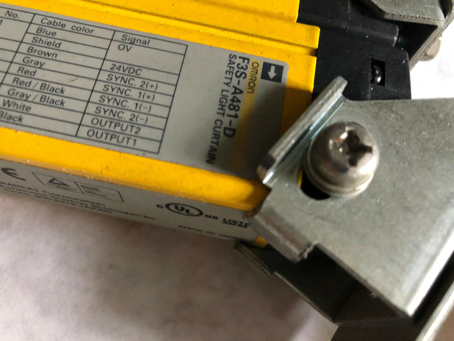 Omron F3s-A481-D Espe Iec 61496-1 Type 4 Aopd Iec 61496-2,F3s-A481-L Curtain,Bd