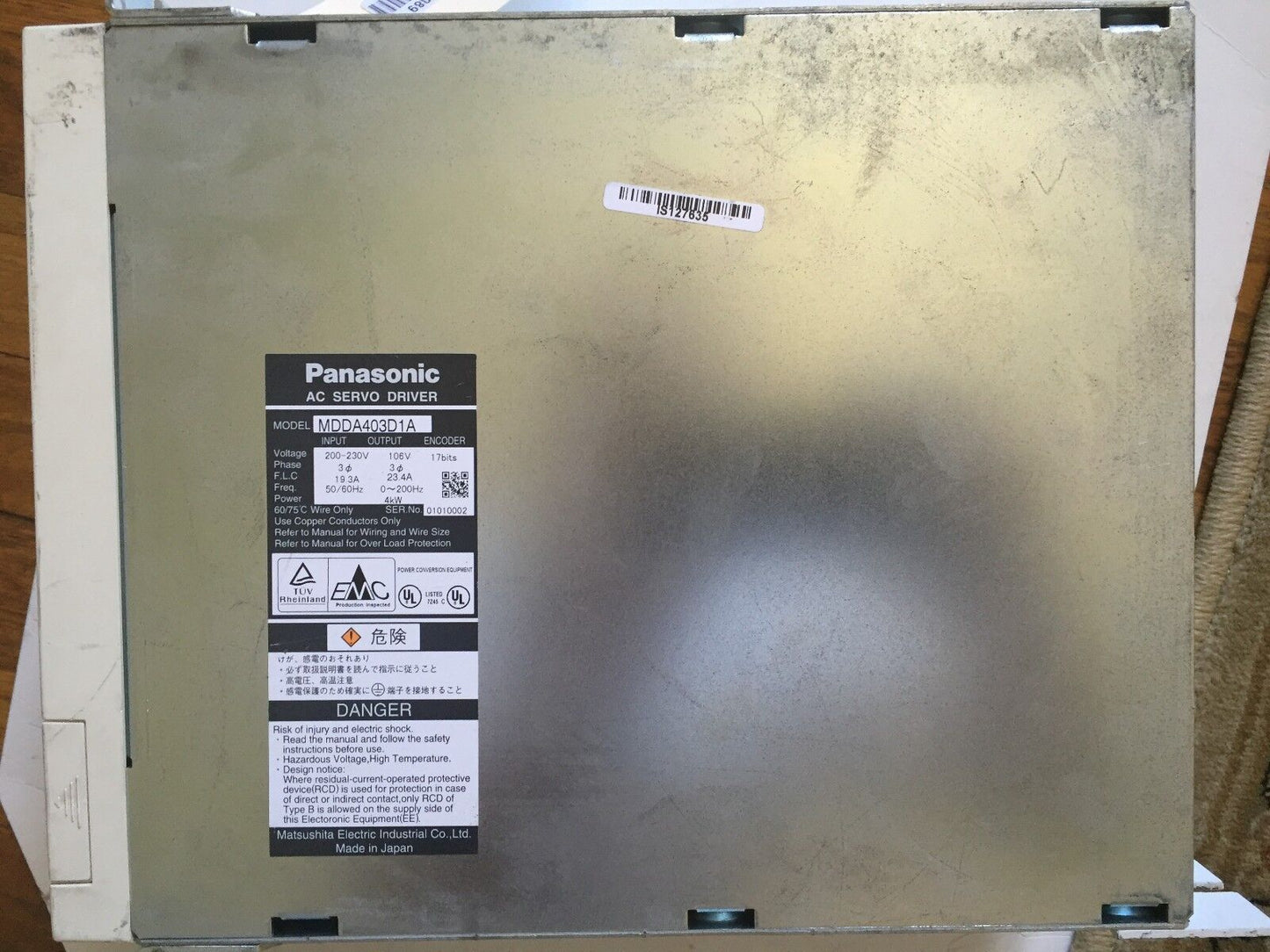 Panasonic Mdda403d1a Ac Servo Driver 200-230V Input,113 Output,4Kw,Bi