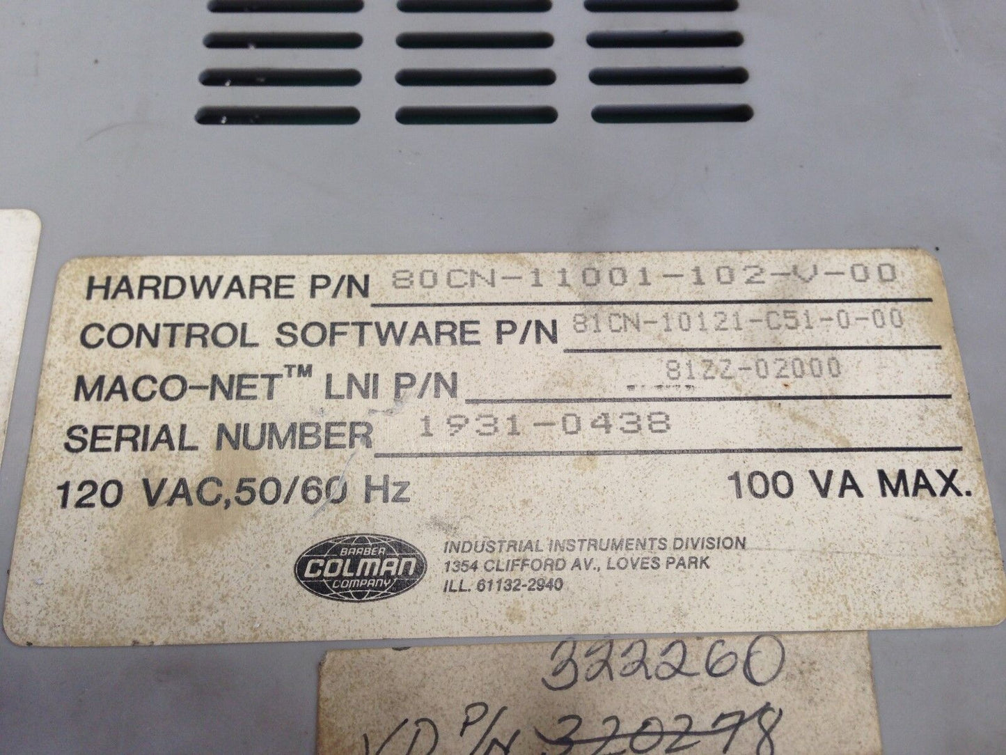 Colman Maco Pac 80Cn-11001-102-V-00 Seq.Mod1,81Zz-02000,81Cn10121c51000,Dk