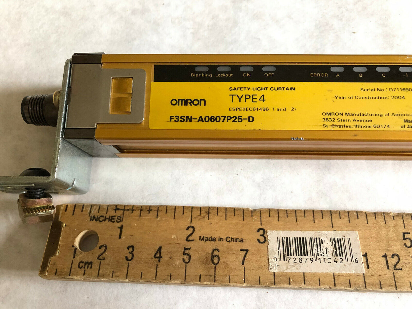Omron Safety Light Curtain F3sn-A0607p25-D Type 4,En