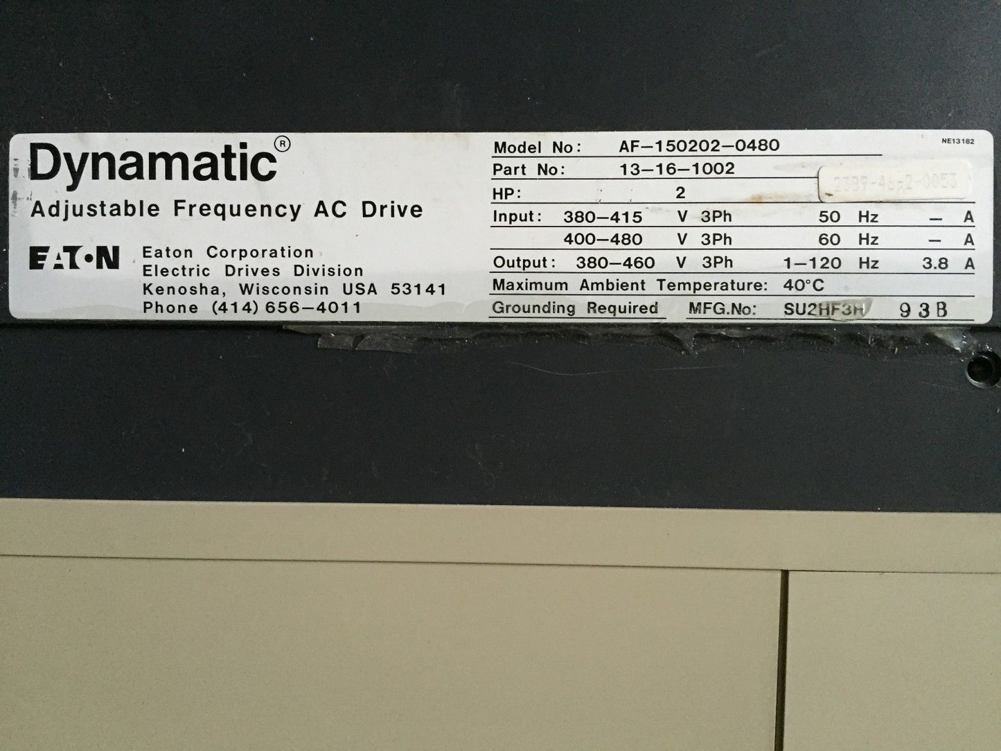 Eaton Af-150202-0480,13-16-1002,Dynamatic Af1500, 3.8A 480Vac 2Hp 380-460V,Ag