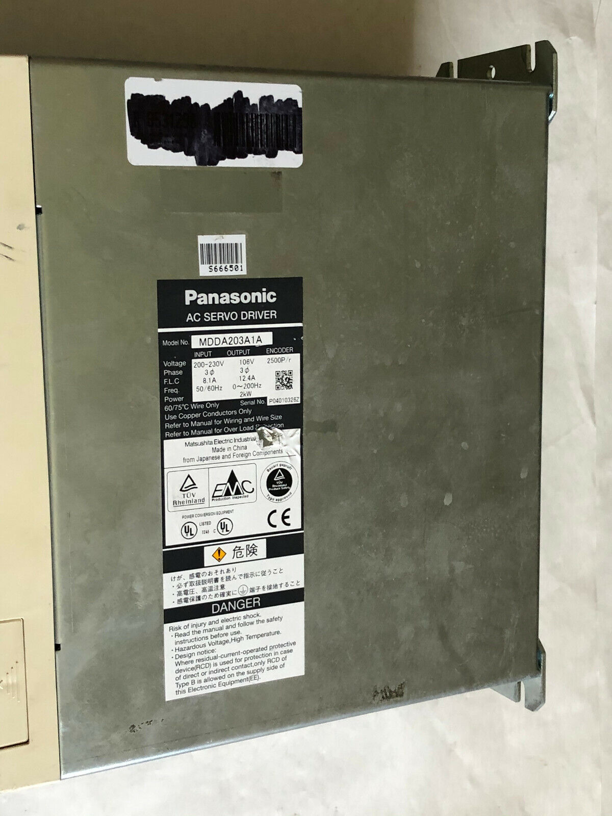 Panasonic Mdda203a1a Drive W/2500P/R Encoder 200-230Vac,Mdda203a1a Ac Servo,Cf