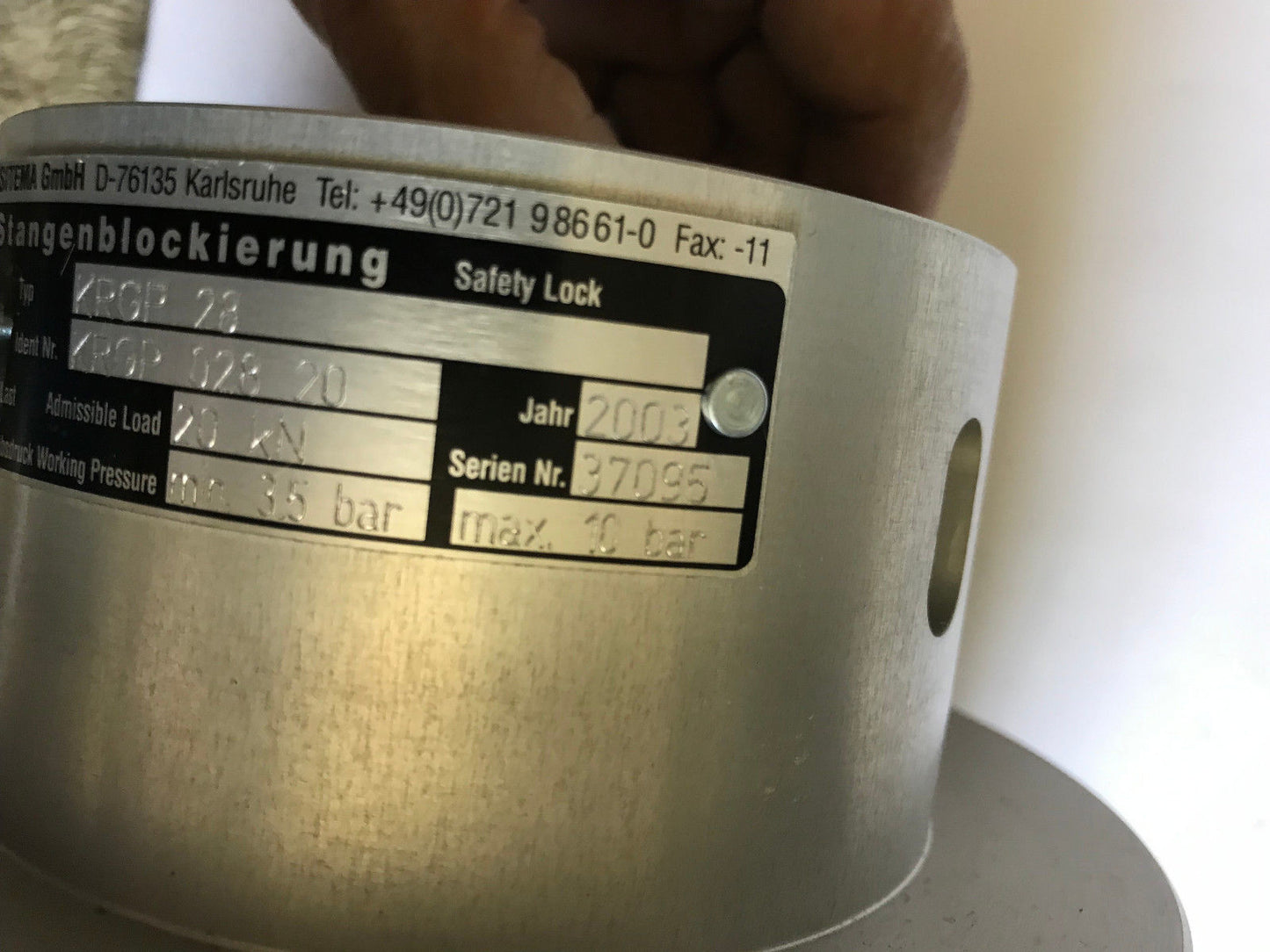 Sitema Krgp 28 Pneumatic Cylinder Rod Safety Lock,Bore:1",37095,Krgp 28 20,Sb,Bt