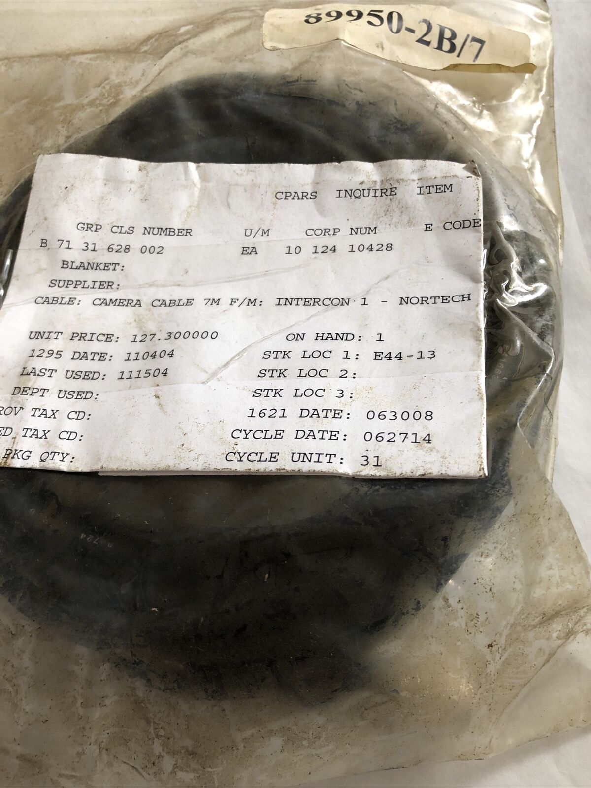 New 89950-2B/7 Camera Nortech Intercon Cable,Bn