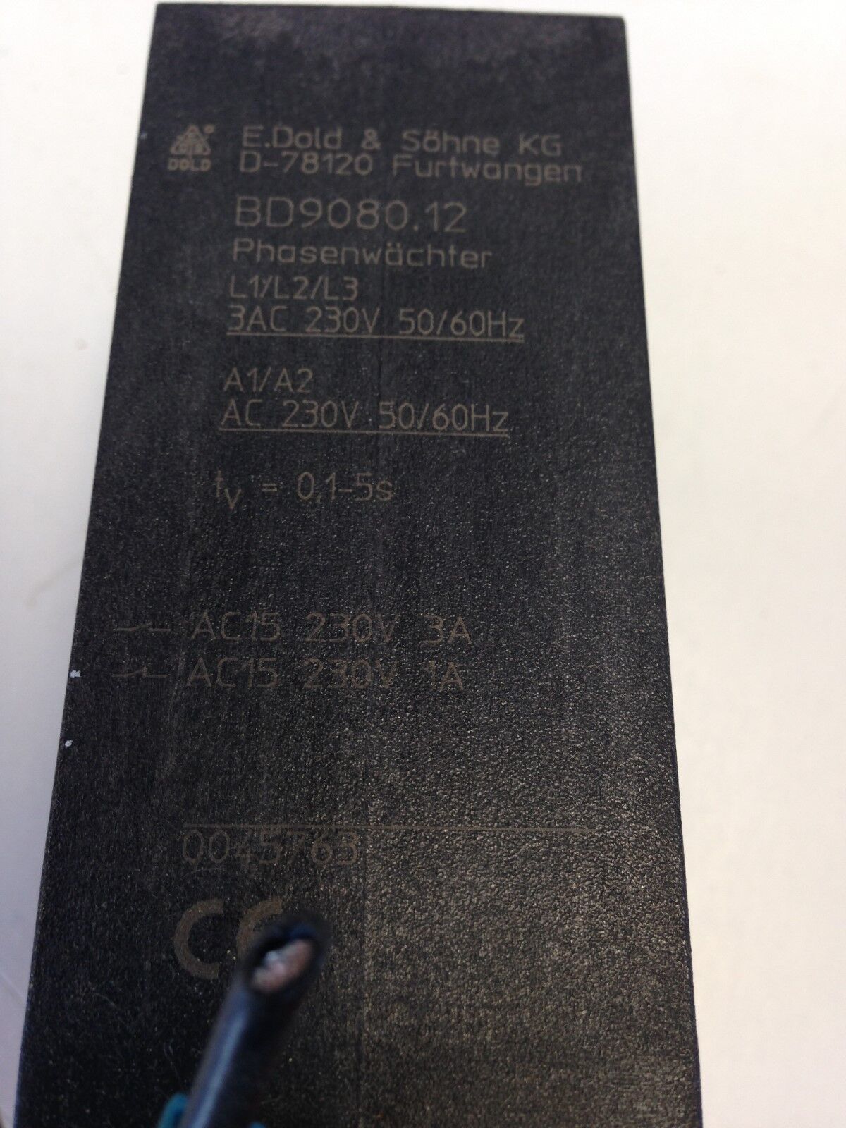 E.Dold & Sohne Kg Bd9080 Relay,D-78120 Phase Monitor,Bd9080.12 Ac 230V,Tk