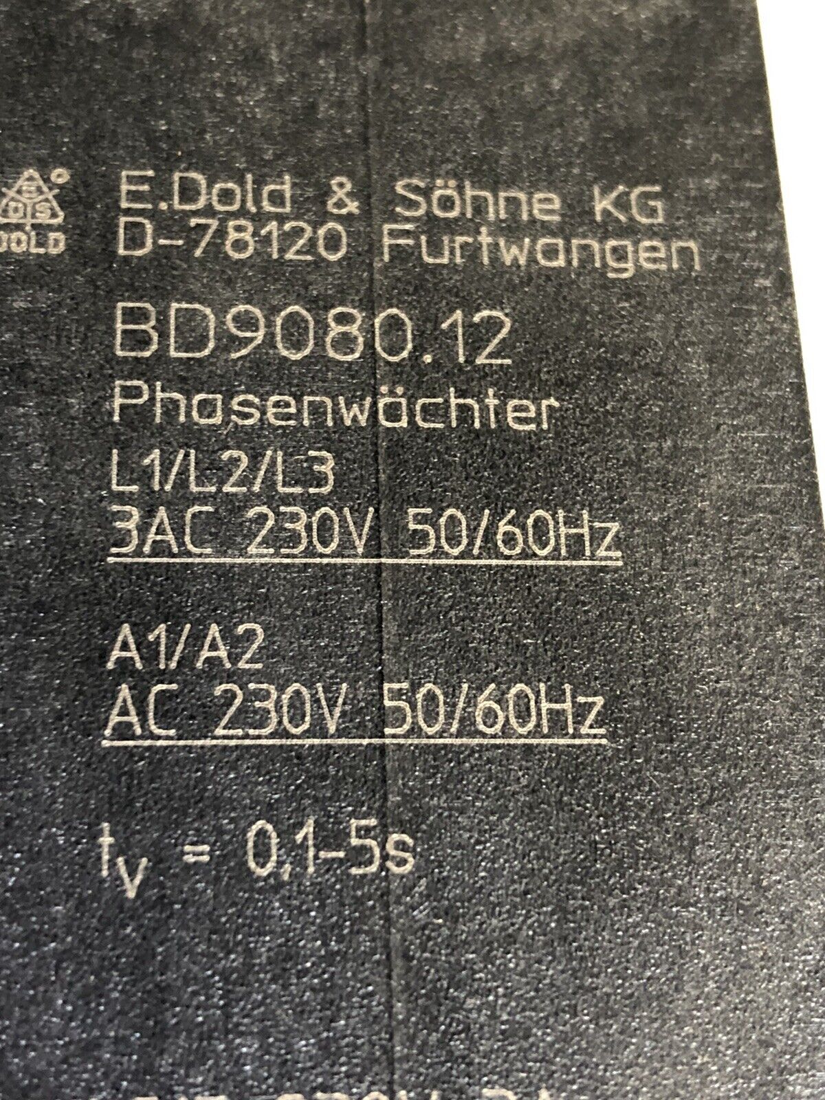 E.Dold & Sohne Kg Bd9080 Relay,D-78120 Phase Monitor,Bd9080.12 Ac 230V,Tk