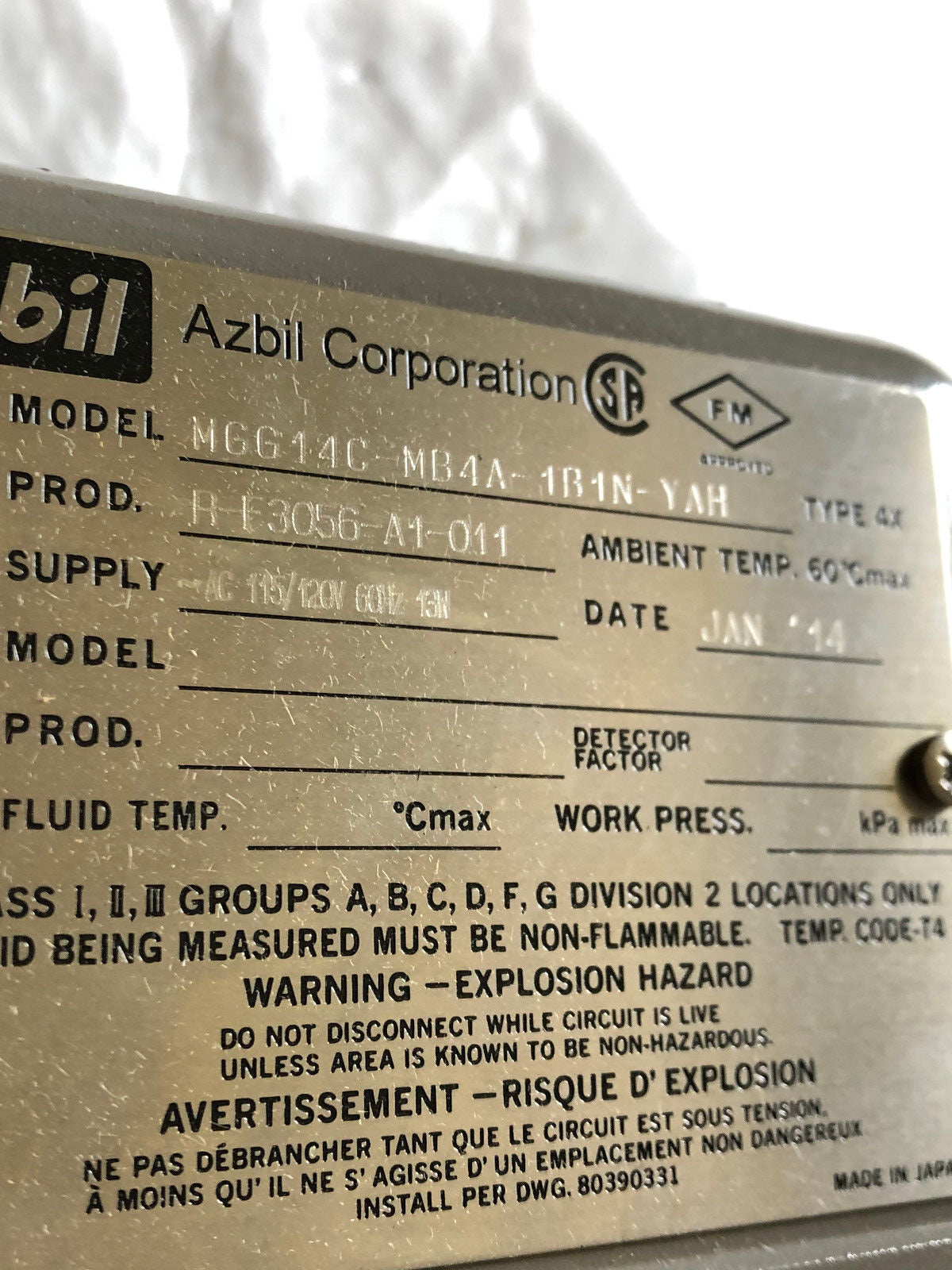 New Azbil Mgg14c-Mb4a-1B1n-Yah Flowmeter Converter. R-F3056-A1-011,Am