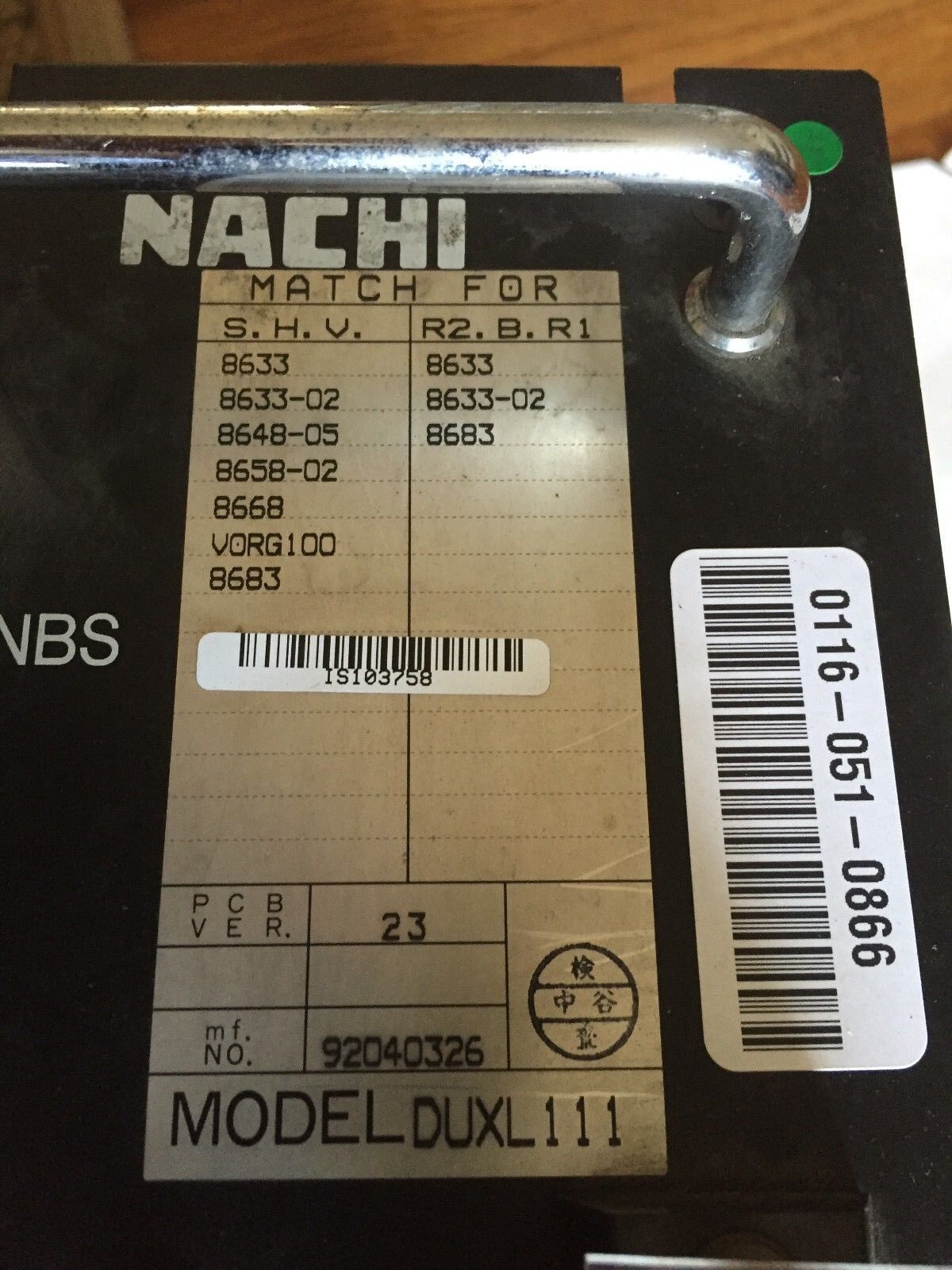 Nachi Fujikoshi Duxl111,Icr34434, 92040326, Dc15v Servo Unit,Av