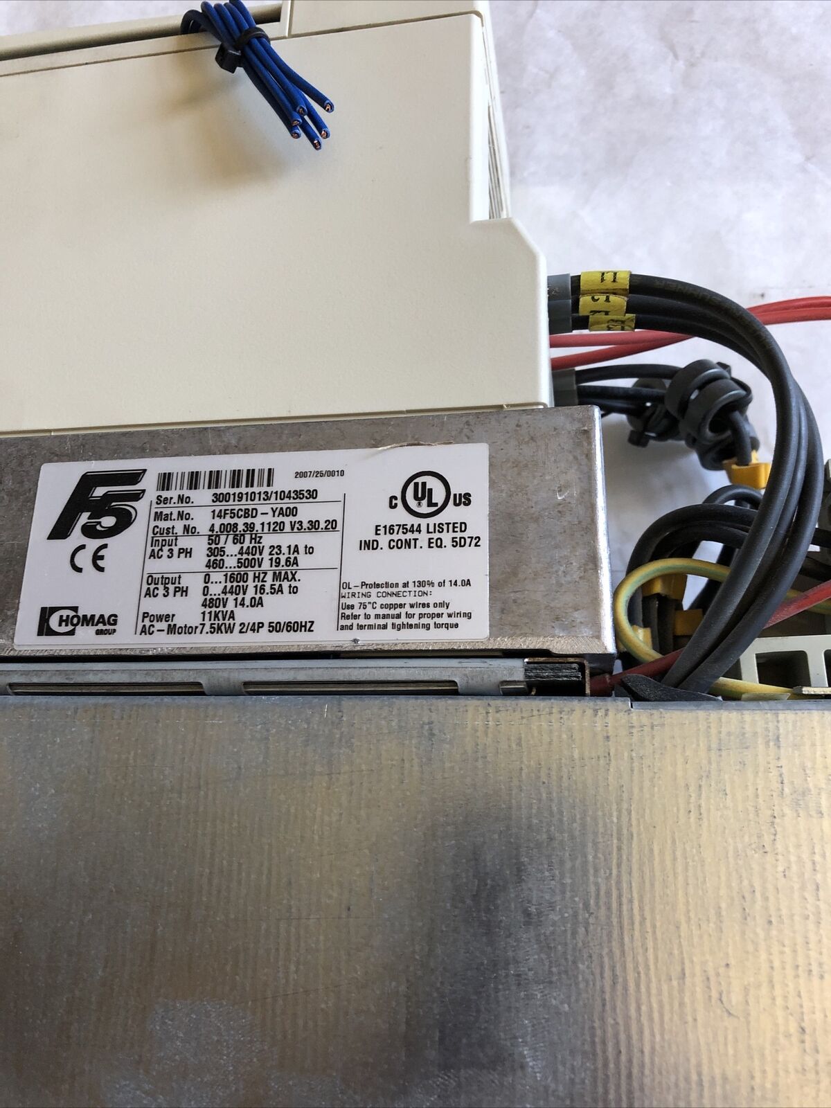 Homag 14F5cbd-Ya00 Combivert,11Kva, Keb 14.E5 T60-A071 Inverter,3Ph,Ea
