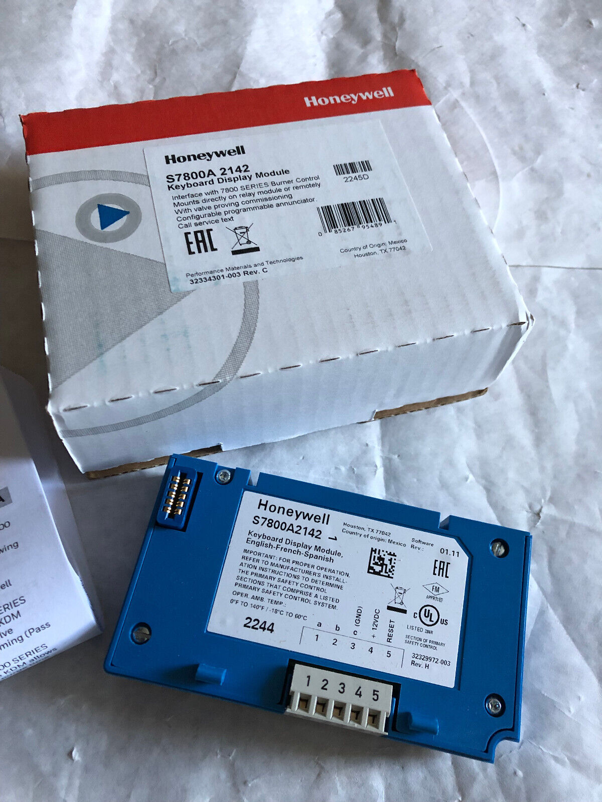Honeywell S7800 A 2142 Keyboard Display Module English,S7800a 2142,S7800a1001,Sj