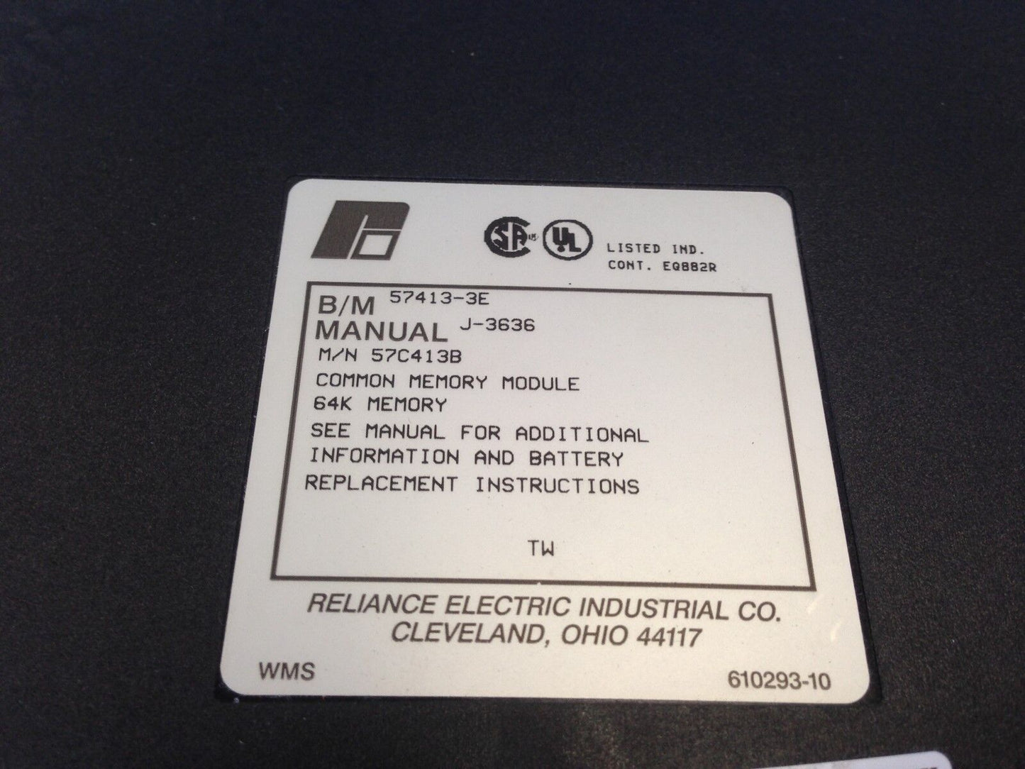 New Reliance 57C413b,57413-3E,Common Memory 64K Module 57413-3E,J-3636,Sf
