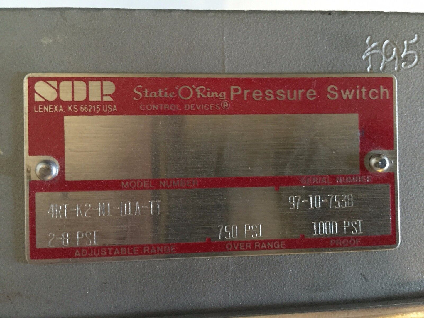 Sor 4Rt-K2-N1-D1a-Tt,4Rt-K2-Nl-D1a-Tt Psl 1000 Static O Ring Switch,1/4",2-8,Ck