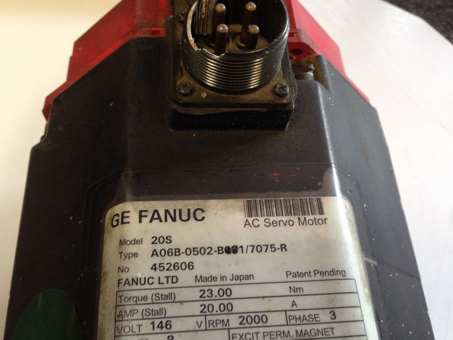 Ge Fanuc A06b-0502-B081/7075-R Ac Servo Motor, 20A, 146Vac, 2000-Rpm,Te