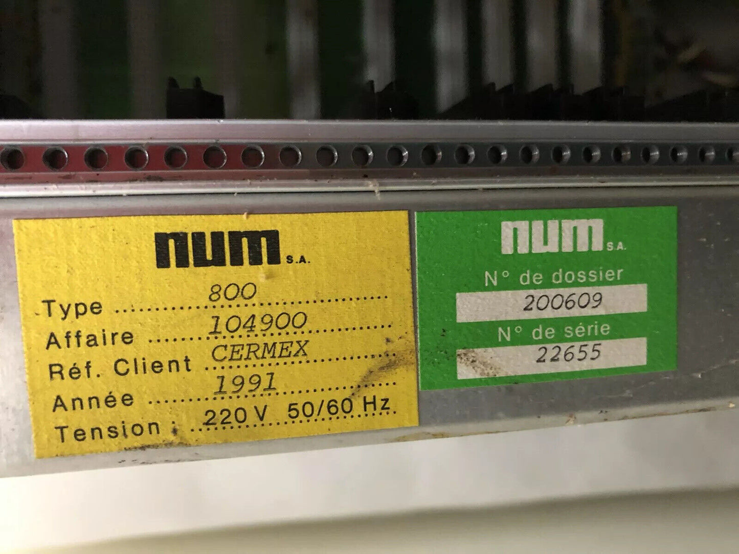 Num 800,760/800 Plc Cnc Board/Rack,220Vac Cermex 200609 22655 Type 800 104900,Tk