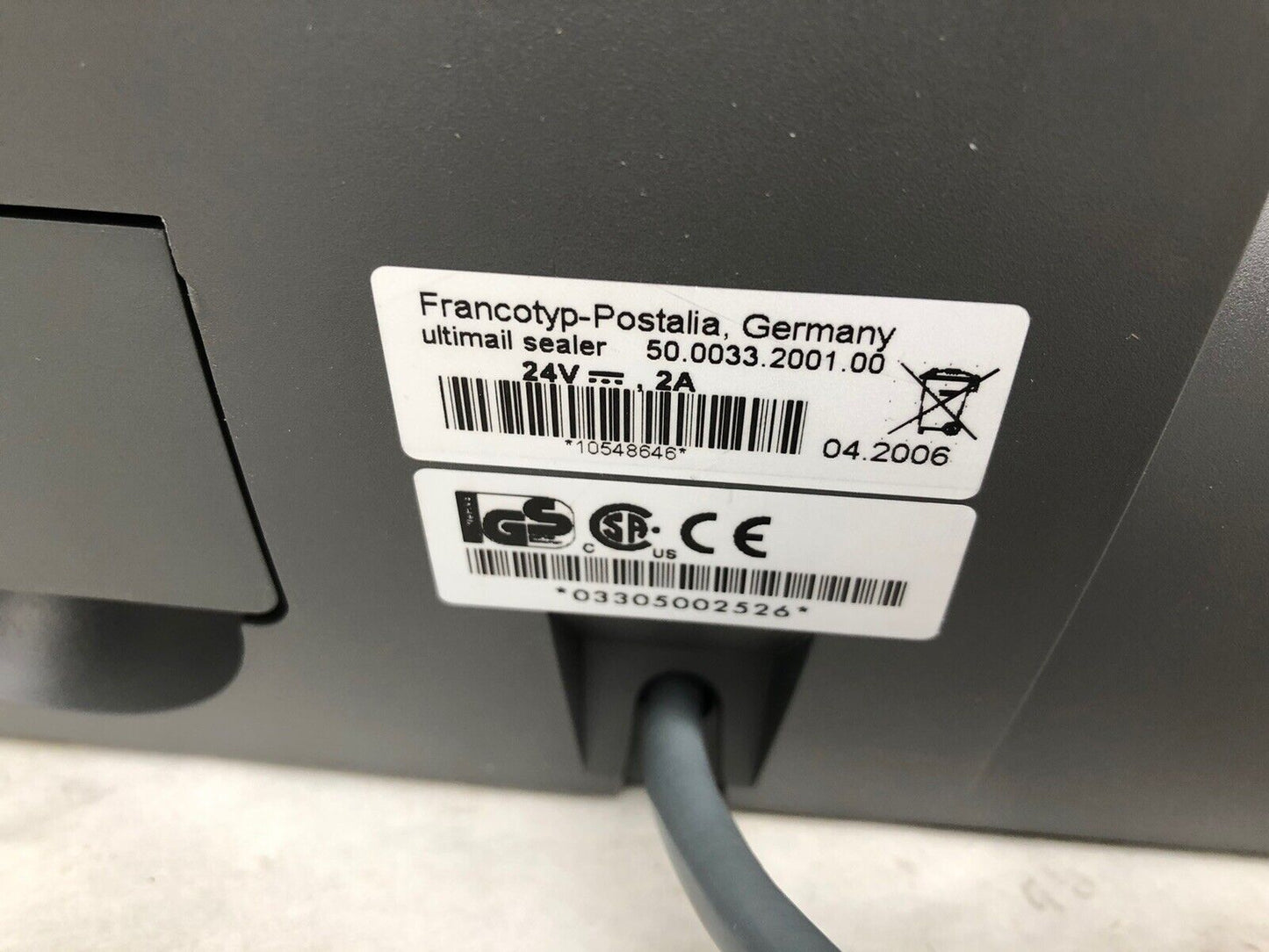 New Francotyp-Postalia 50.0033.2001.00 Ultimail Sealer Mail Processor,24V, 2A,Dc