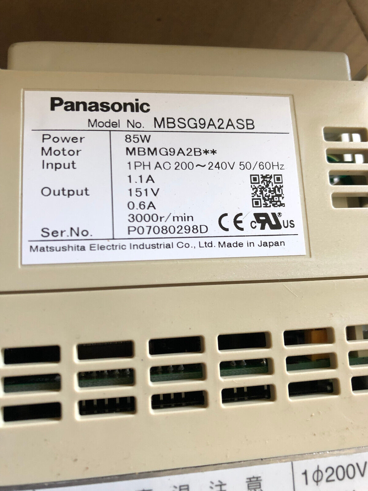 New Matsushita Electric Mbsg9a2asb,Panasonic Mbsg9a2asb Servo Drive,Cw