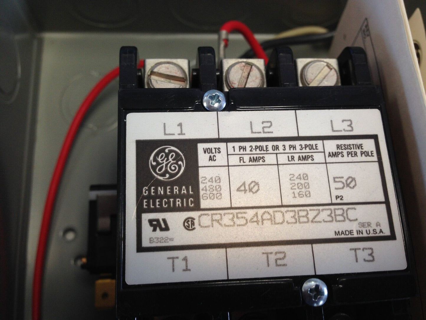 Ge Cr354ad38z3bc,Ge Magnetic Motor Starter 240V 40A,Cr354ad3b23bc,Ag