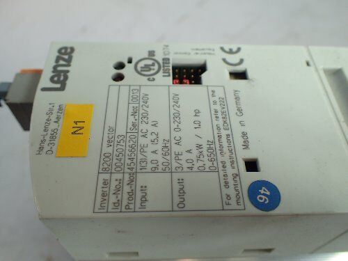 Lenze 45456620,Lenze 8200 Vector Drive,E82ev751_2B,D-31855,.75Kw 0-230/240V,Fd