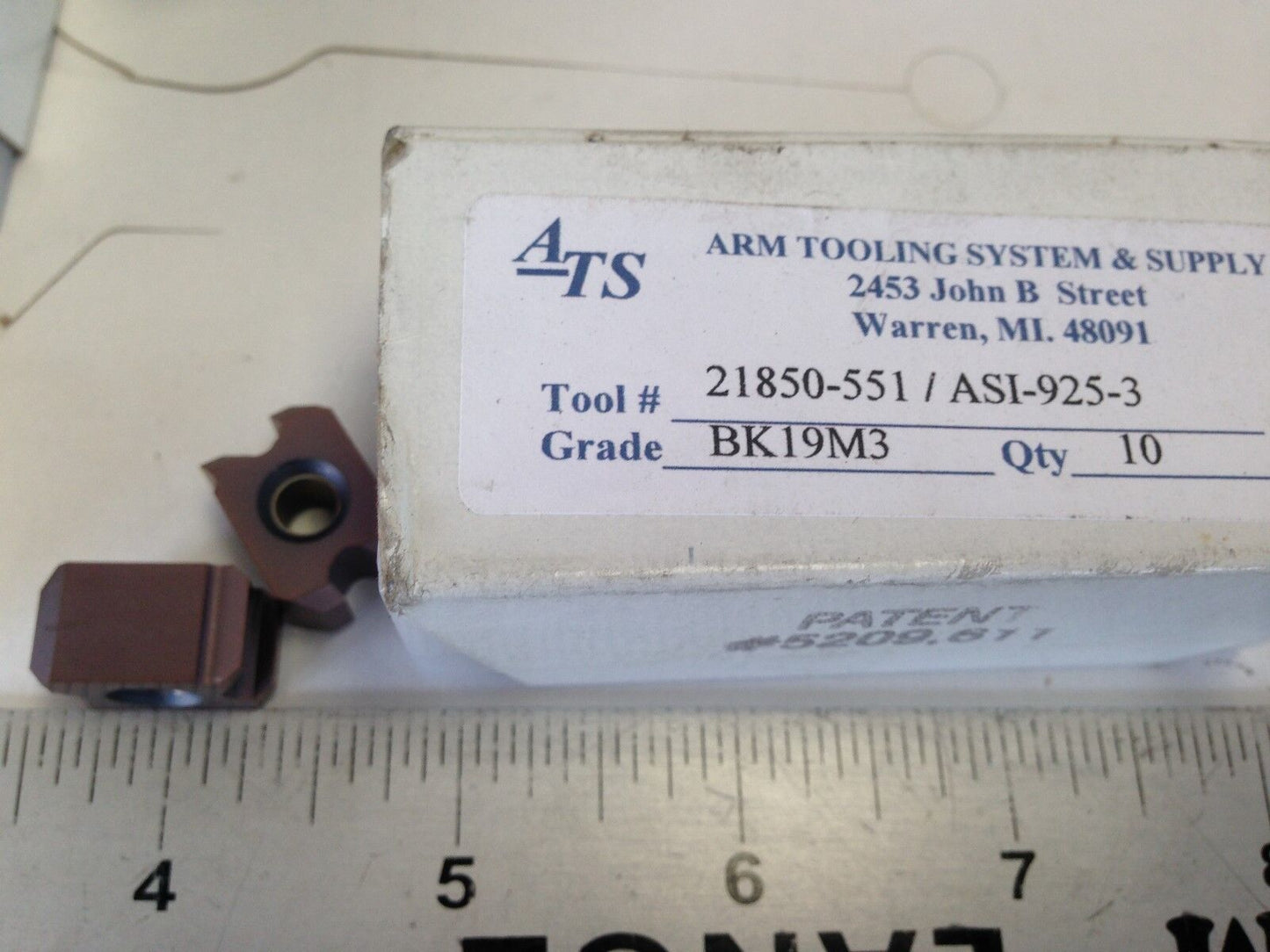 Lot 40 Arm Tooling 21850-551/Asi-925-3 Dual Edge Carbide Inserts,Ats Bk19m3,Ez