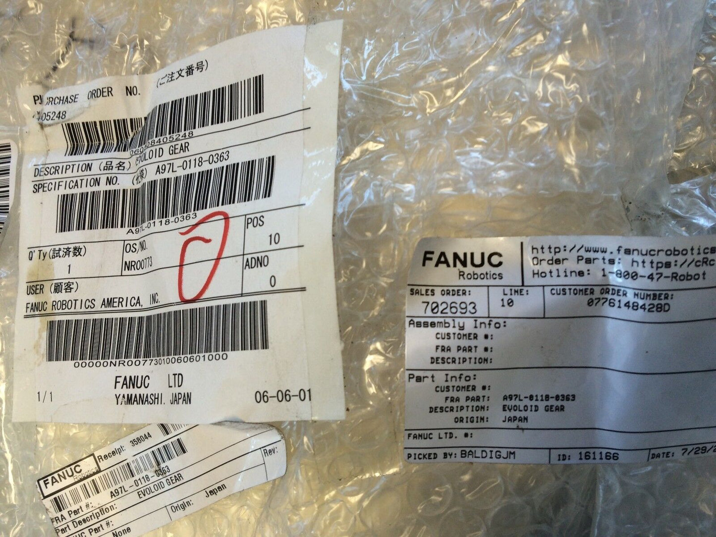 New Fanuc A97l-0118-0363 Robot Evoloid Gear Roller Part,Bp