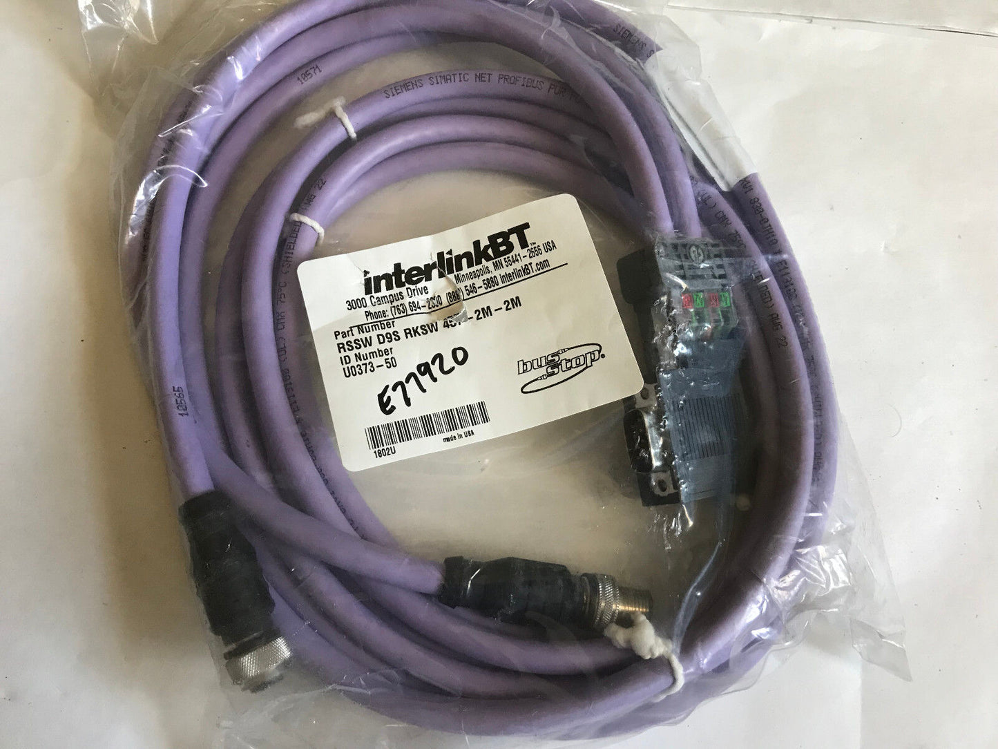Interlink U0373-50,Bt Rssw D9s Rksw457-2M-2M Profibus Busstop Cable,4601U,Su