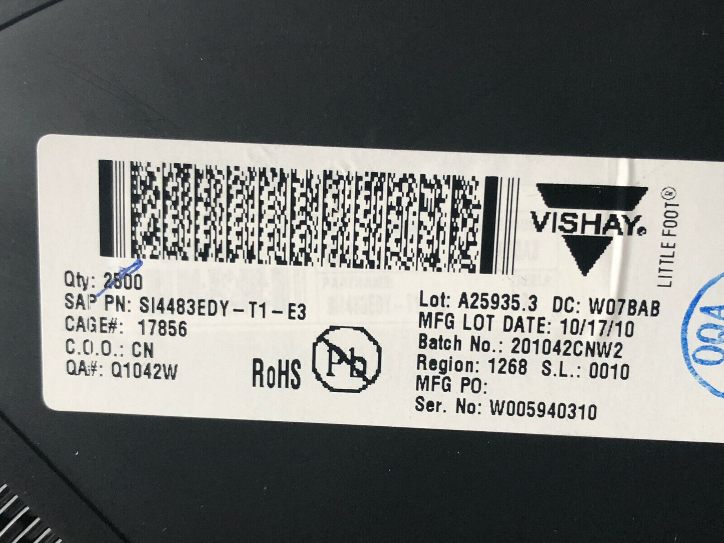 Lot 1,545 Vishay Si4483edy-T1-E3,P Channel Mosfet S14483edy-T1-E3,Tx12-04-Ec1,Sk