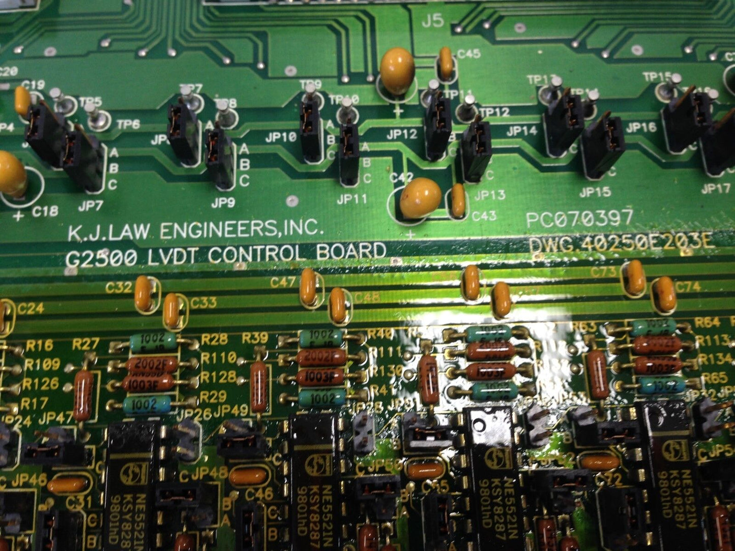K.J. Law Engineers G2500 Lvdt Transducer Dwg 40250E203e Board Pc070397,Df