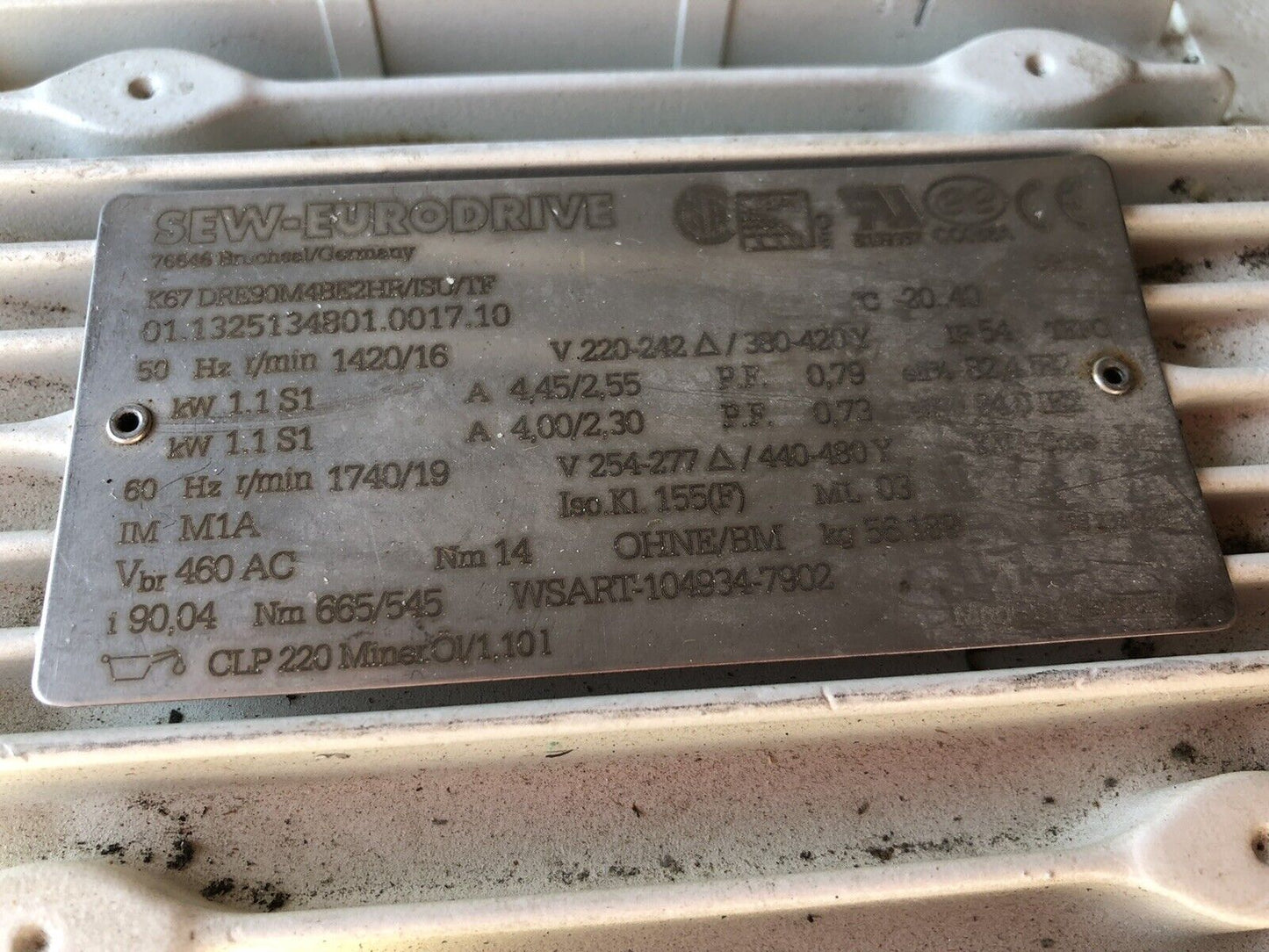 Sew Eurodrive K67dre90m4be2hr/Isu/Tf Ac Motor 3Ph 01.1325134801.0017.10,Fan,Ar