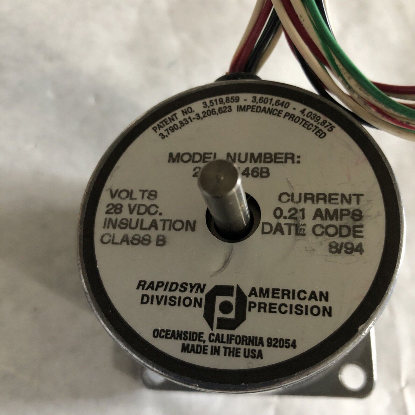 New Rapidsyn 23E-6146B Division Stepper Motor 28Vdc 0.21Amps , Ec