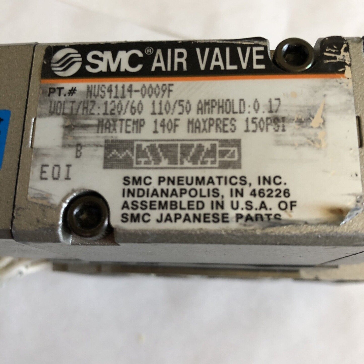 New Smc Nvs4114-0009F,Ac 115V Pneumatics Valve,Dg