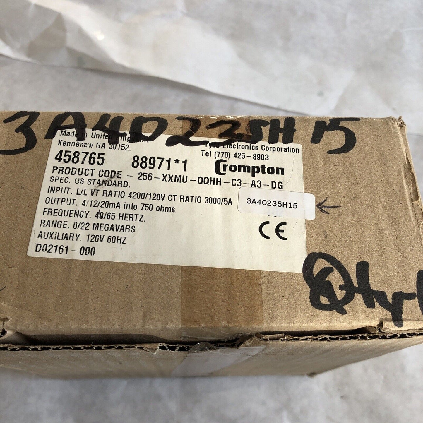 New Crompton 256-Xxmu Paladin Transducer 5.04A 120V,3P,256-Xxmu-Qqhh-C3-A3-Dg,Ee