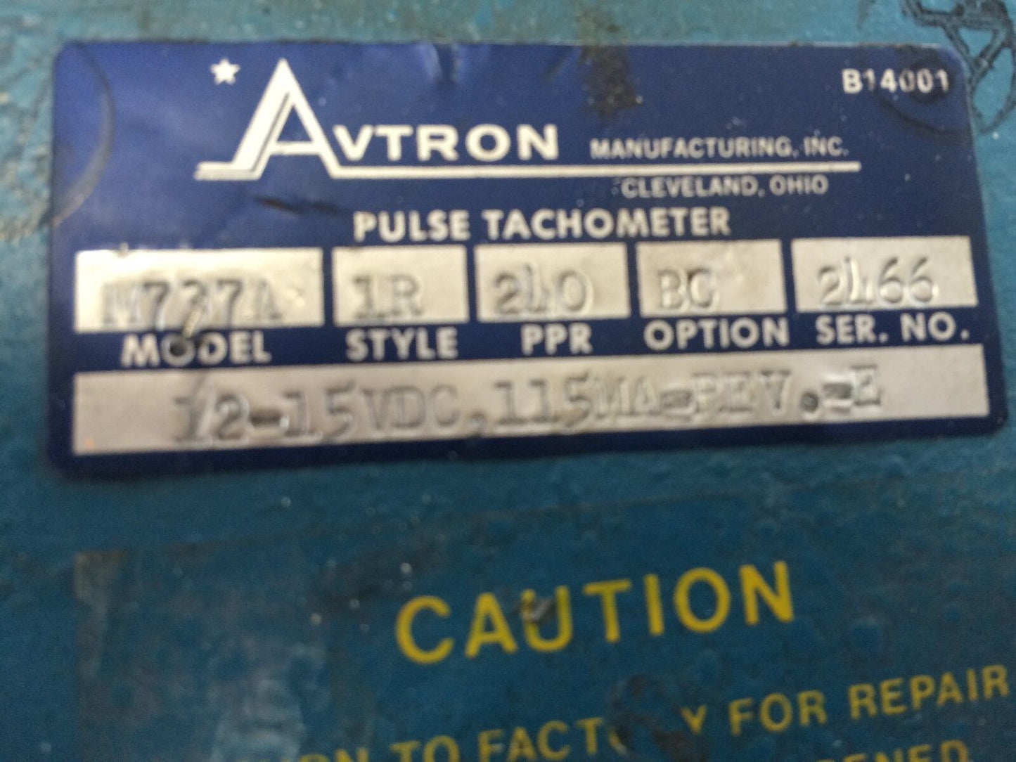 Avtron M737a 1R 240 Bc Pulse Tachometer,12-15Vdc,115Ma,M737a, M727a,Bq