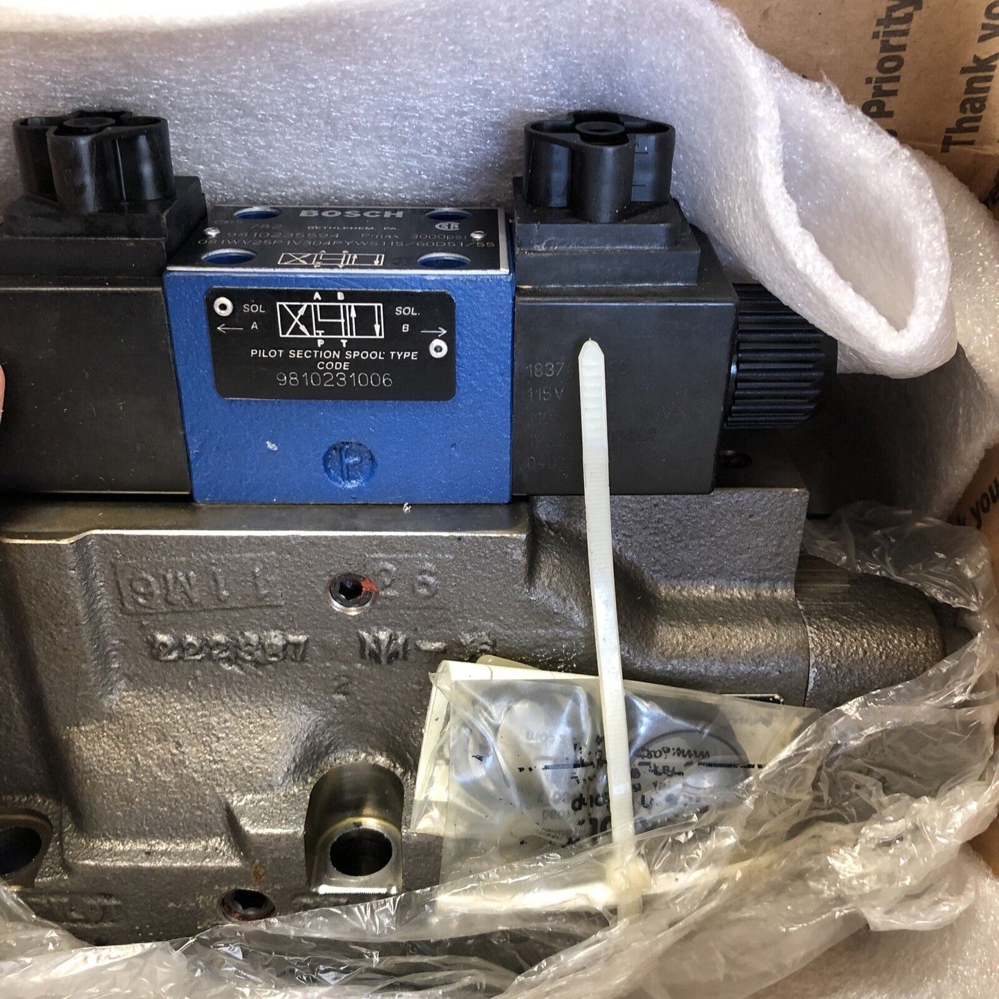 Rexroth Bosch 9810235594,081Wv25p1v304pyws115/60D51/55 Hydraulic Valve,3000,Dd