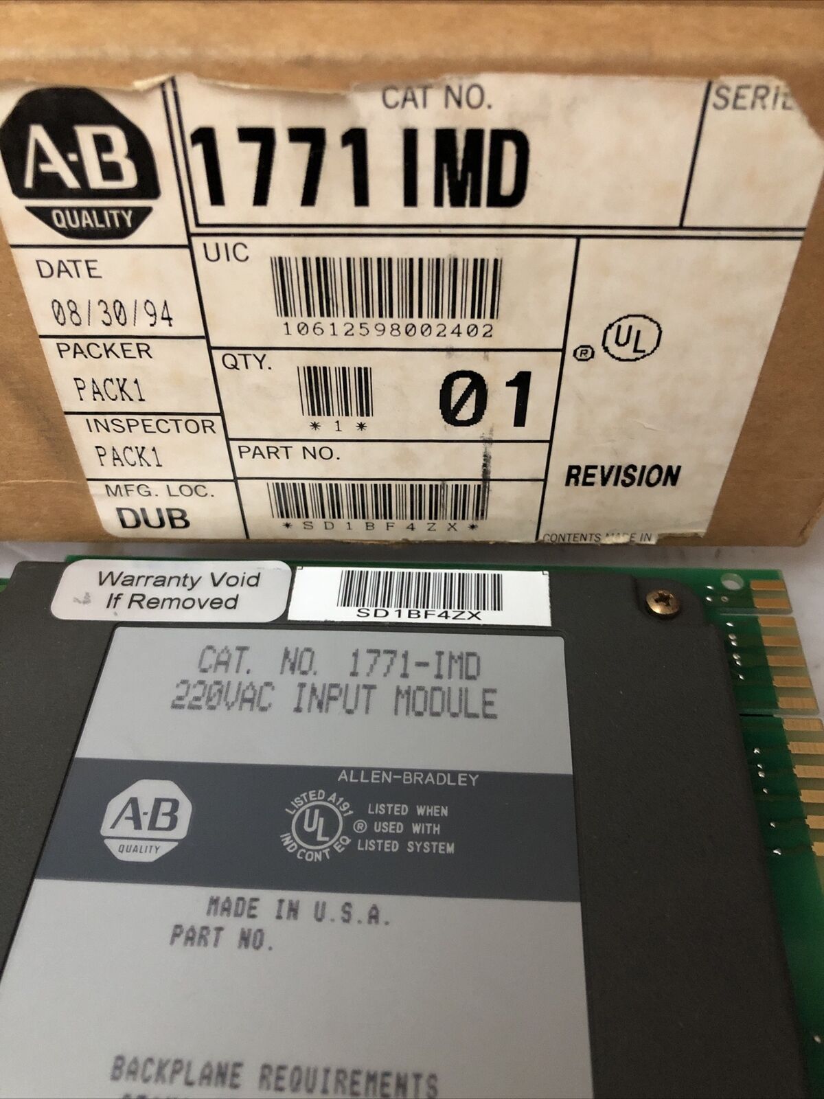 New Allen Bradley 1771-Imd Input Module 220Vac 16Point Plc5,1771Imd,Cw