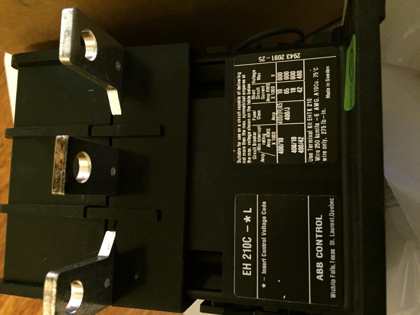 Abb Eh 210,300A,Abb Eh210c-*1 Contactor,Sk 825 400-Db,Abb Eh210c-Y,3P,210A,Bp
