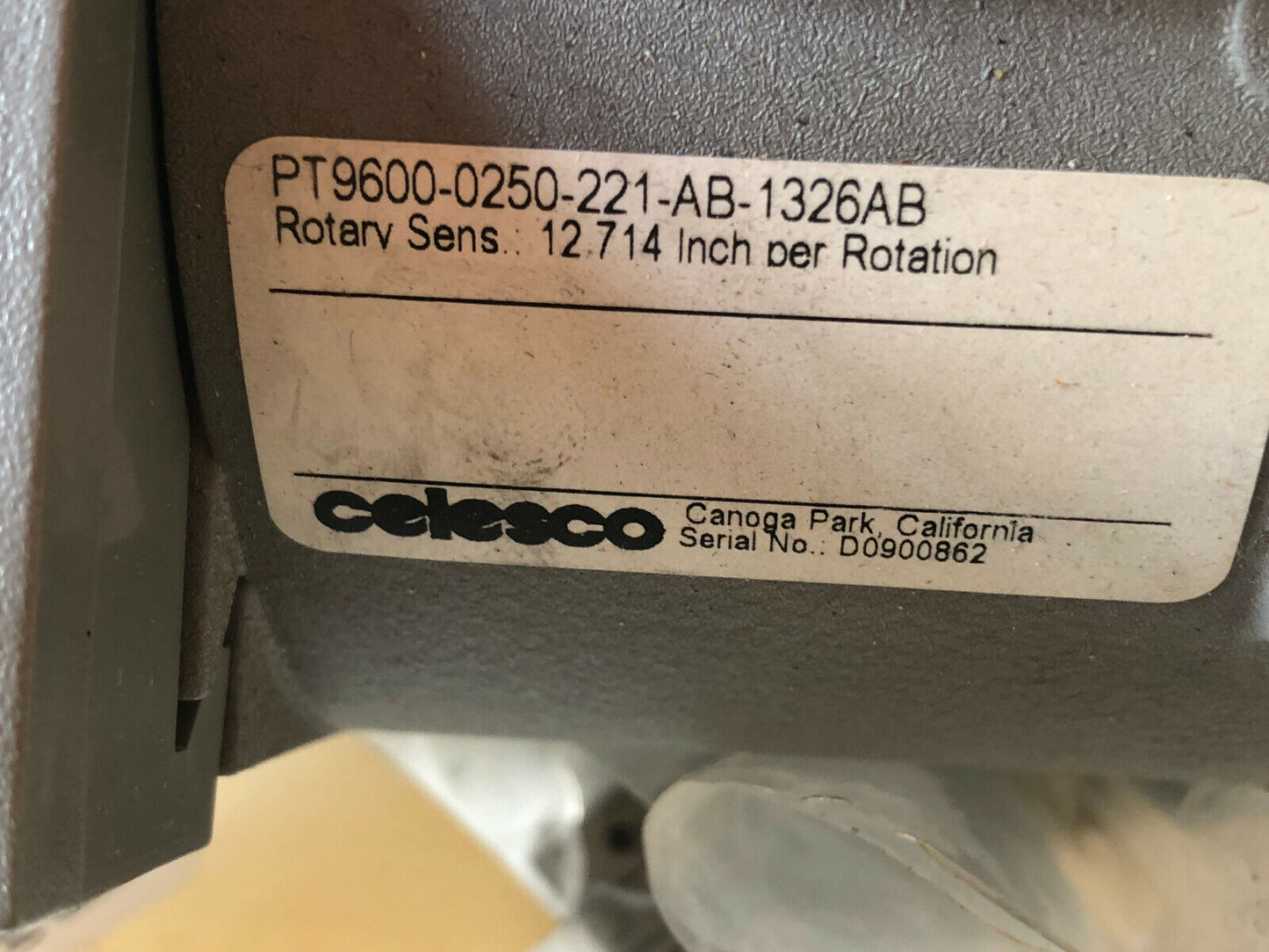 Celesco Pt9600-0250-221-Ab-1326Ab String Potentiometer. Position Sensor,Ay