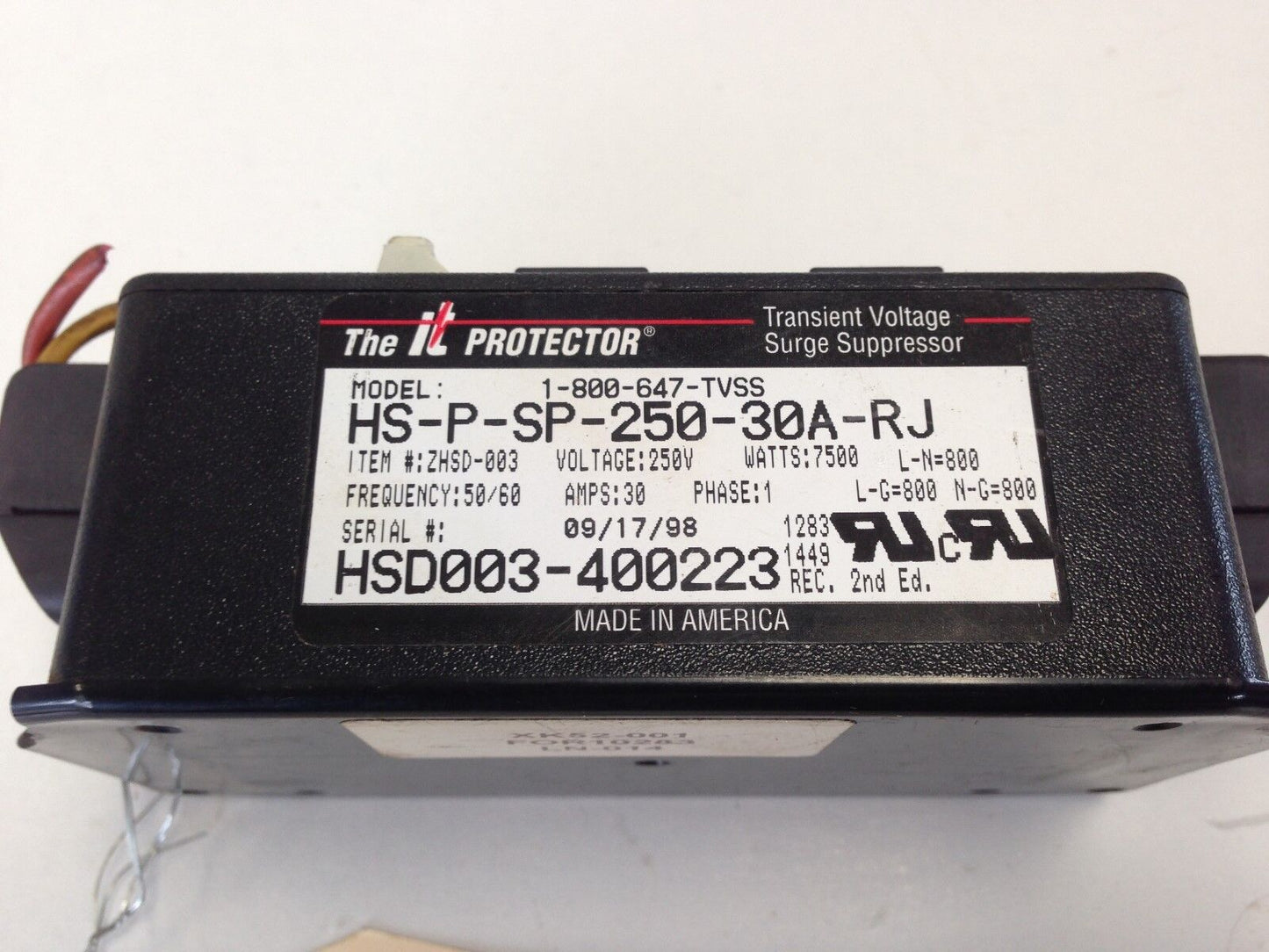 It Protector Hs-P-Sp-250-30A-Rj Transient Voltage Surge Suppressor, 30A,Dc