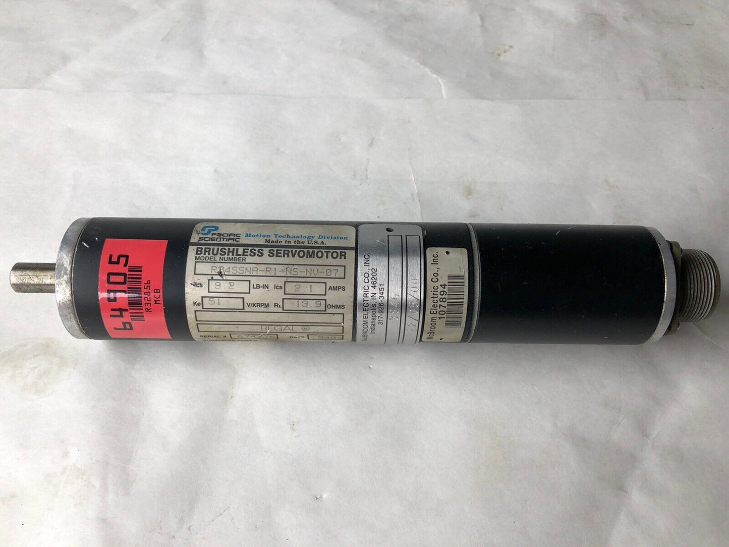 Pacific Scientific R24ssna-R1-Ns-Nv-07 Regal Dc Servo Motor,51 V/Krpm,Eh