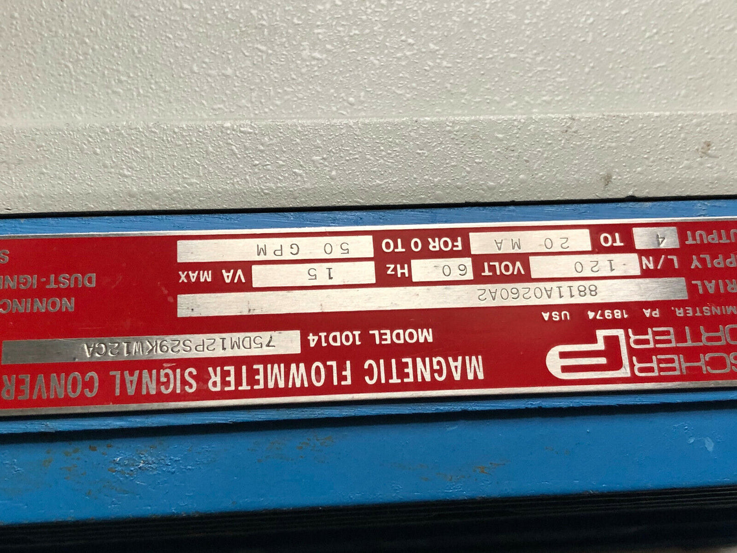 Fischer & Porter 10D14 75Dm12ps29kw12ca,Flowmeter Signal Converter 120V,Dk