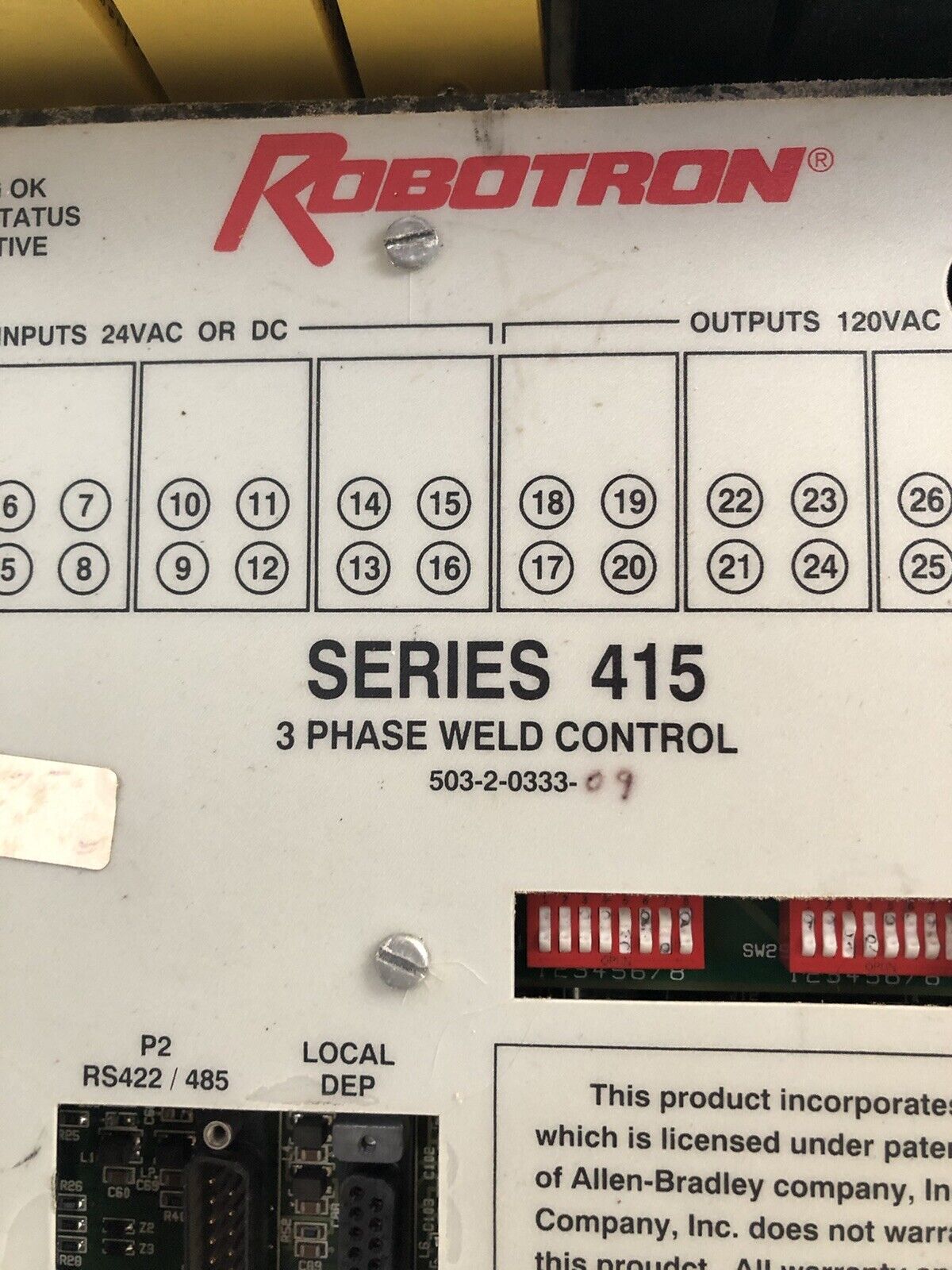 Robotron 503-2-0333 03 Series 415,3 Ph Weld Controller V9.005,503-2-033309,Dk,Az