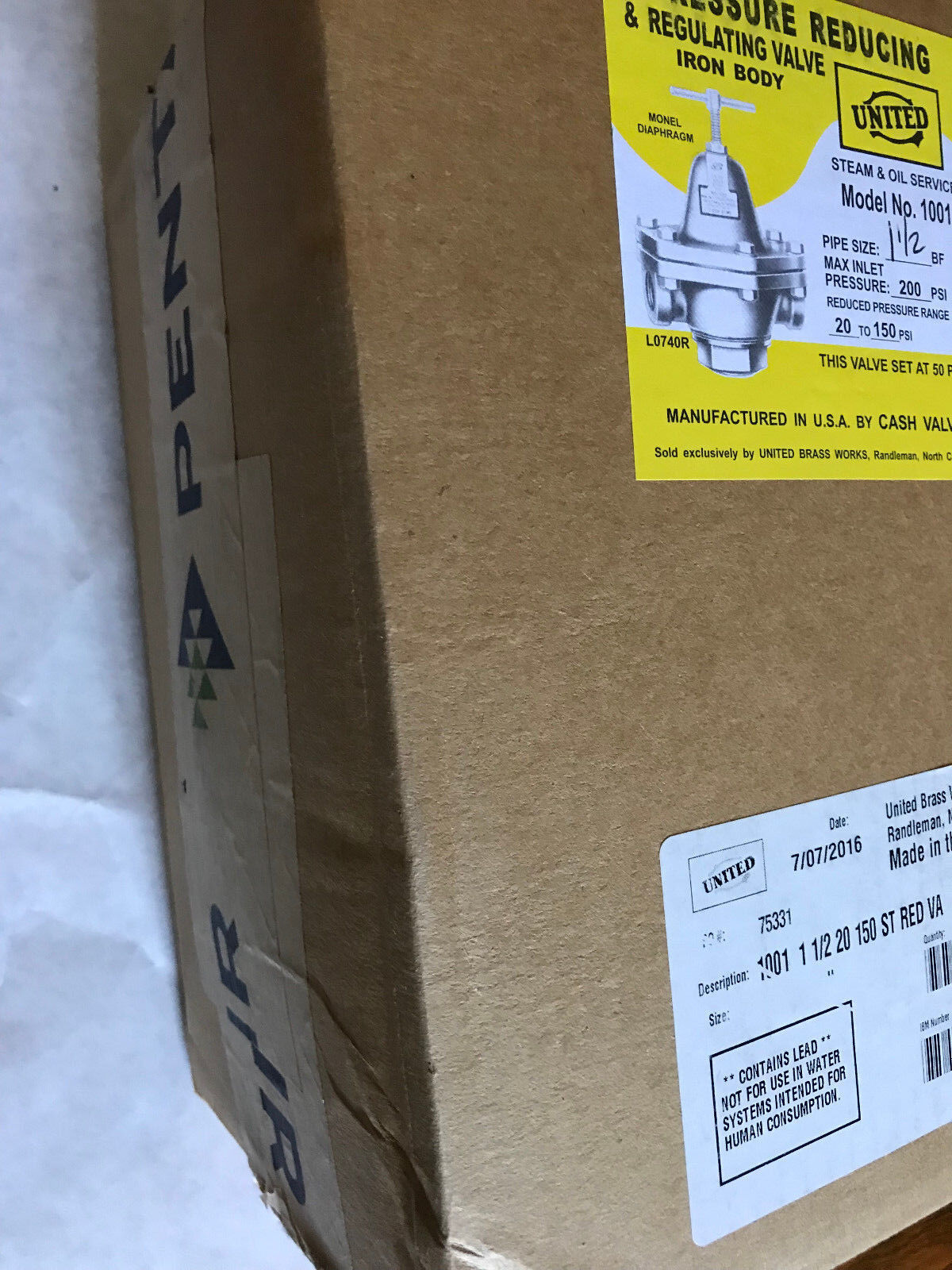 New 1 1/2" Cash Valve United 1001 Live Steam Pressure Reducing Regulator 200Psi