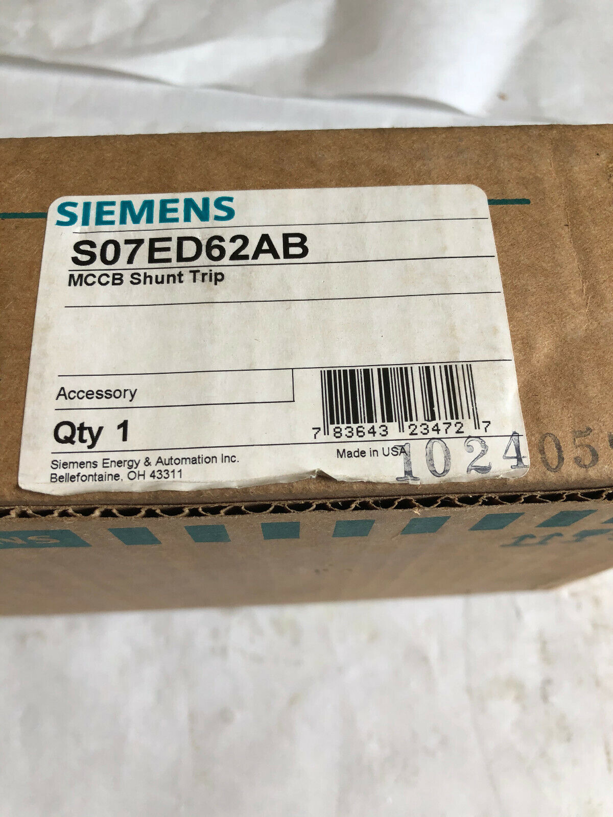 New Siemens S07ed62ab,Ite 14-22 Awg Circuit Breaker,Db