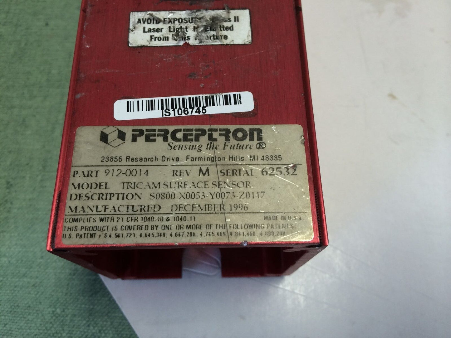 Perceptron 912-0014 Tricam Laser Digital Surface ,S0800-X0053-Y0073-Z0147, Bf