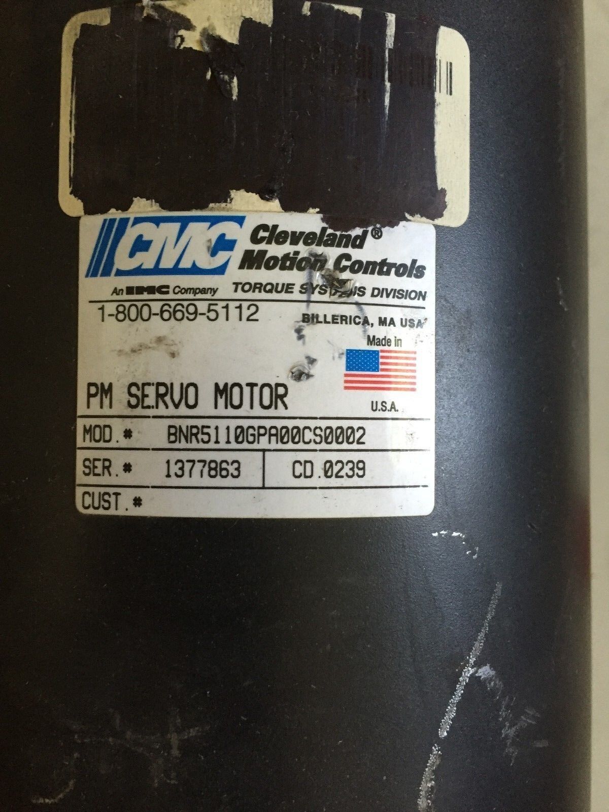 New Cmc Bnr5110gpa00cs0002, Cleveland Motion Control Pm Servo Motor Pm ,Ae