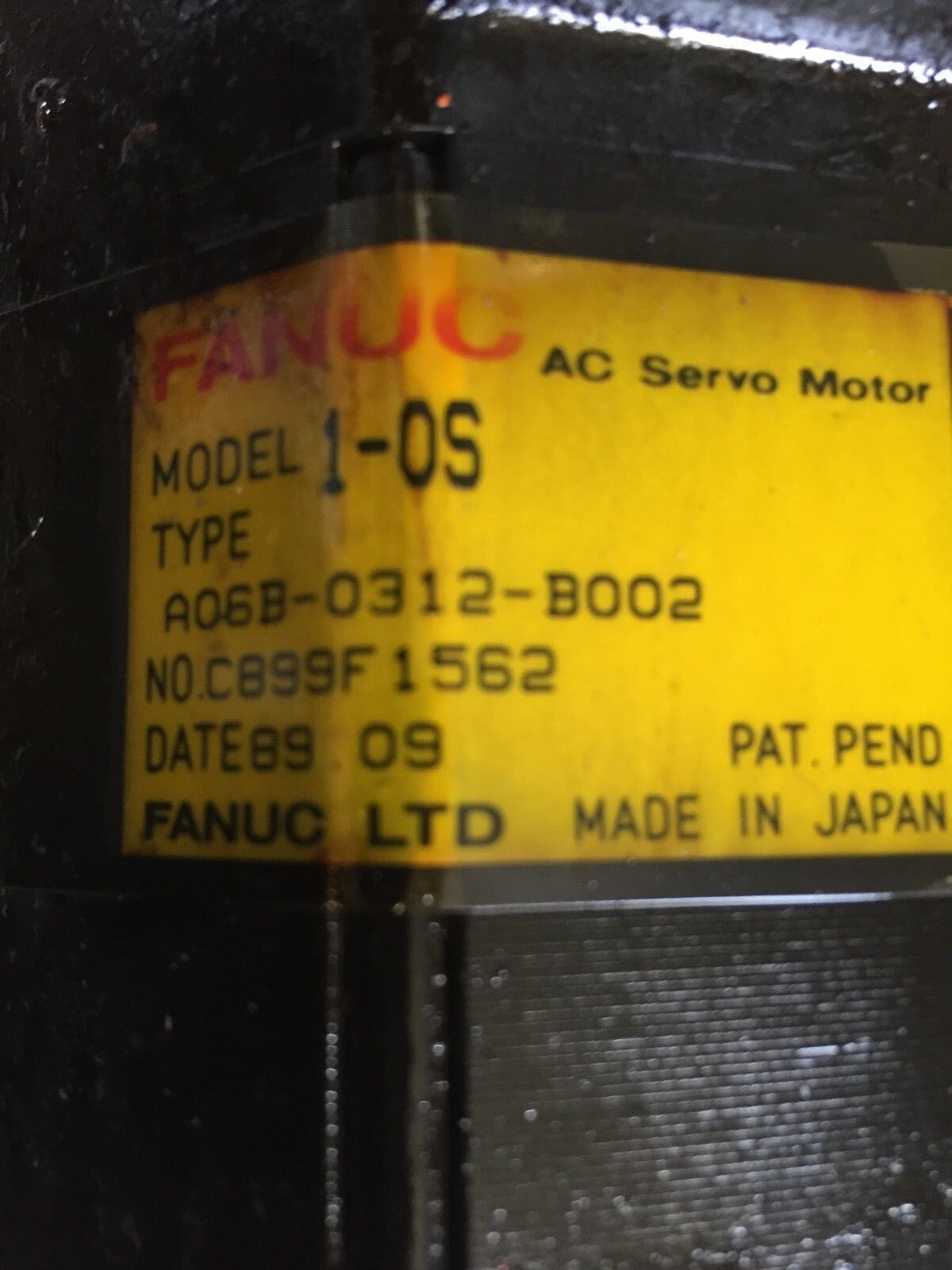Fanuc A06b-0312-B002,1-Os,10S Ac Servo Motor,120 V,3-Phase,Rpm: 2000,Br
