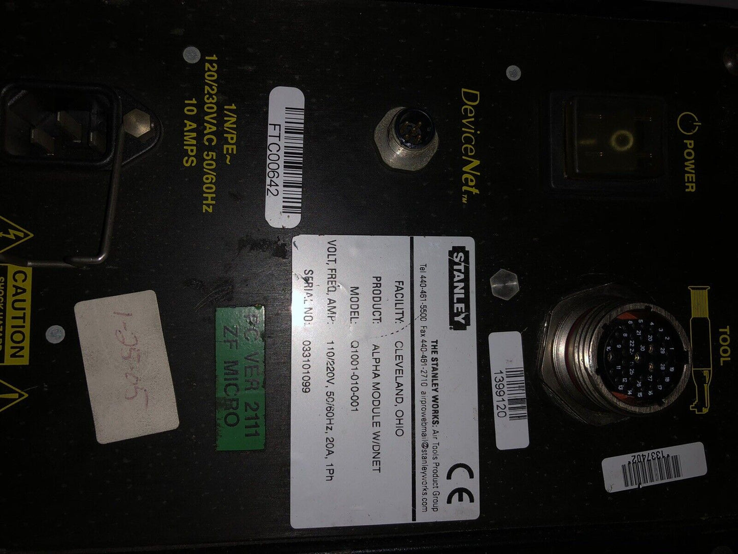 Stanley Sg-Alpha-202-001,Q1001-010-001 Rev. A Nutrunner Torue Controller,Hd,Av